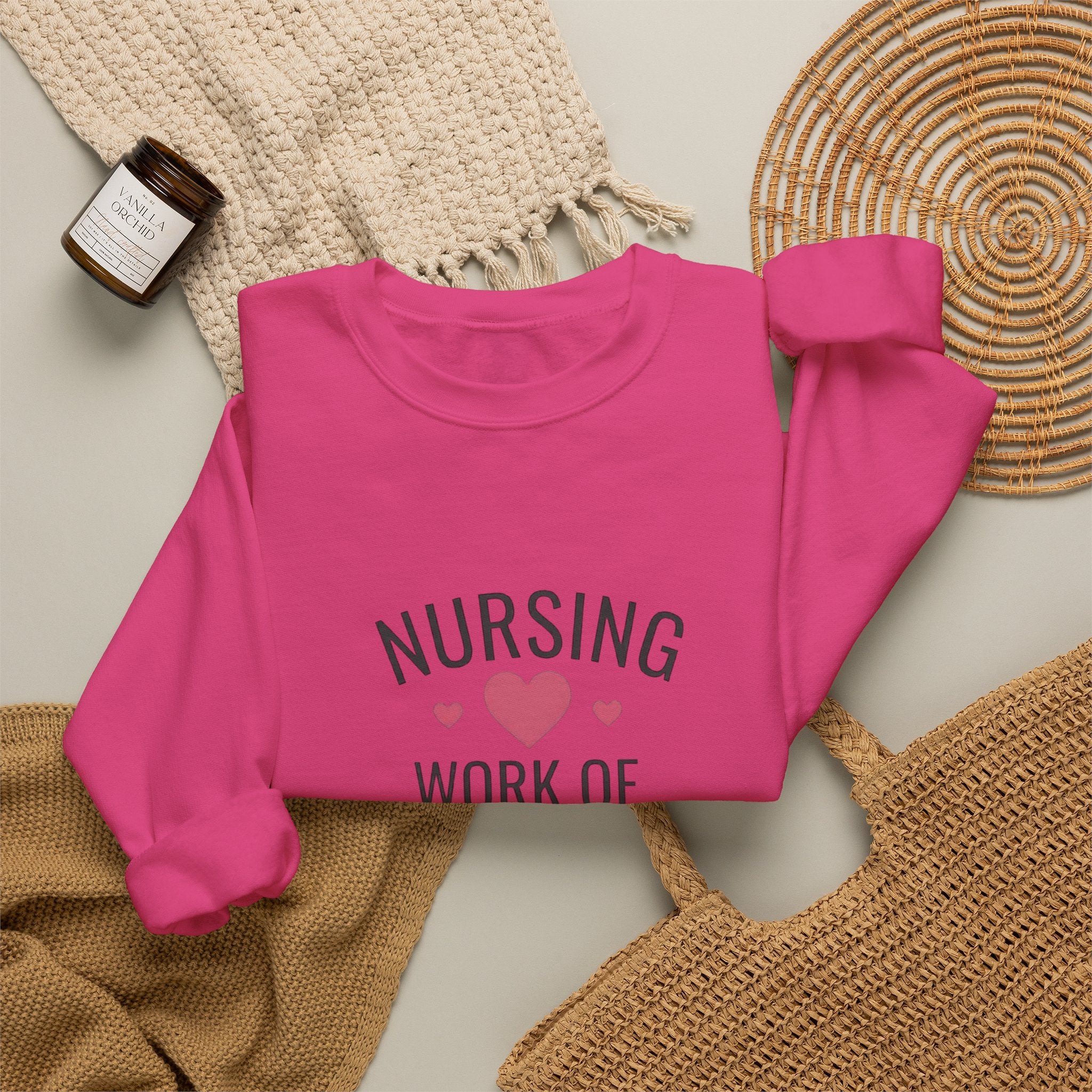 Nursing Work of Heart Crewneck Sweatshirt — Nurse Appreciation Pullover