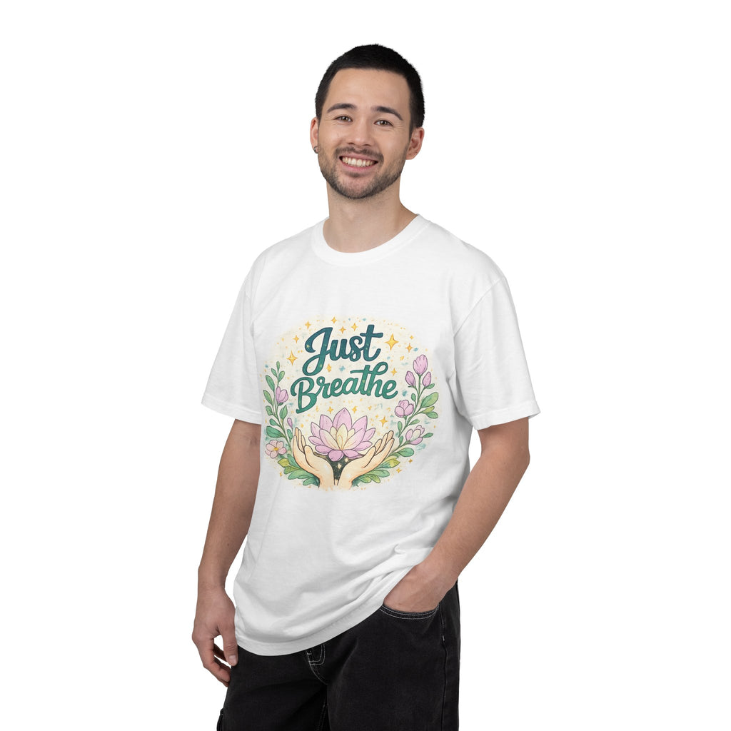 Just Breathe T-Shirt — Floral Lotus Mindfulness Tee
