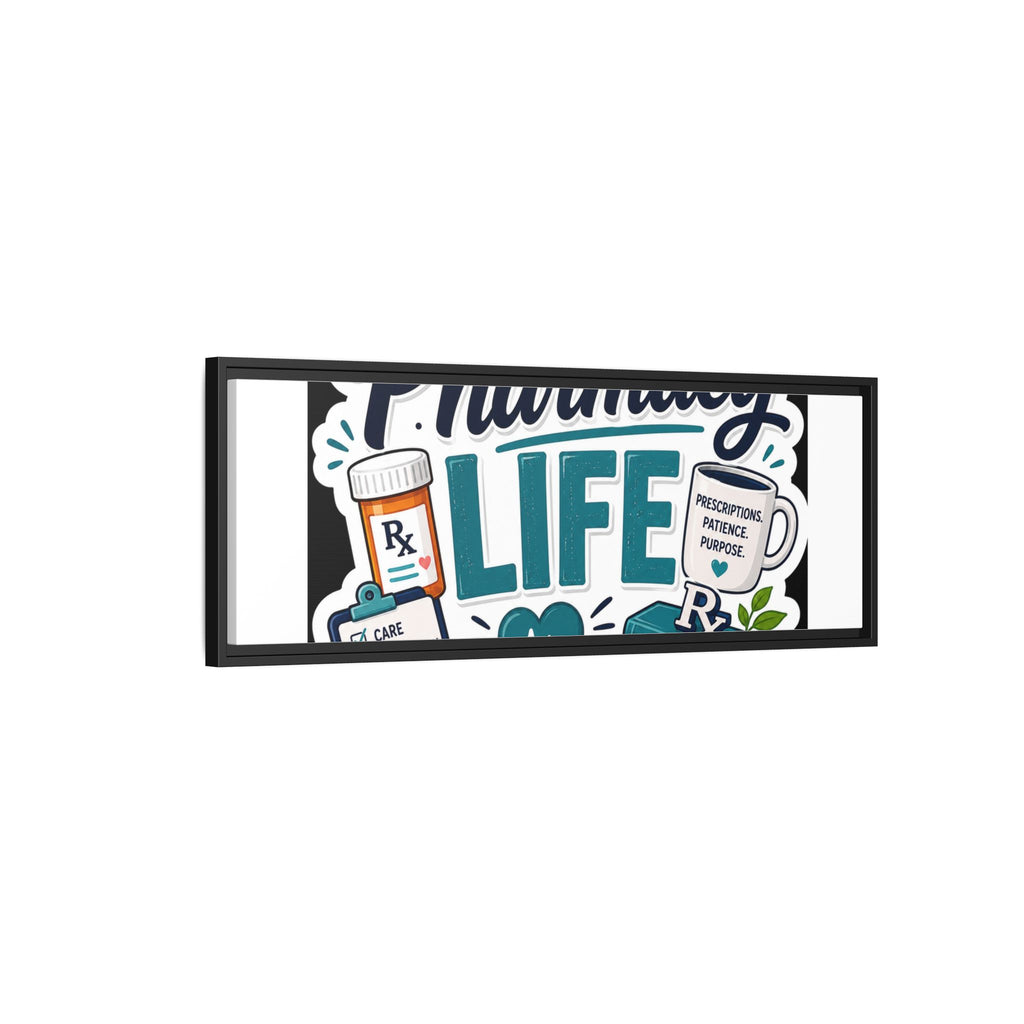 Pharmacy Life Framed Canvas Art — Colorful Pharmacist Wall Decor