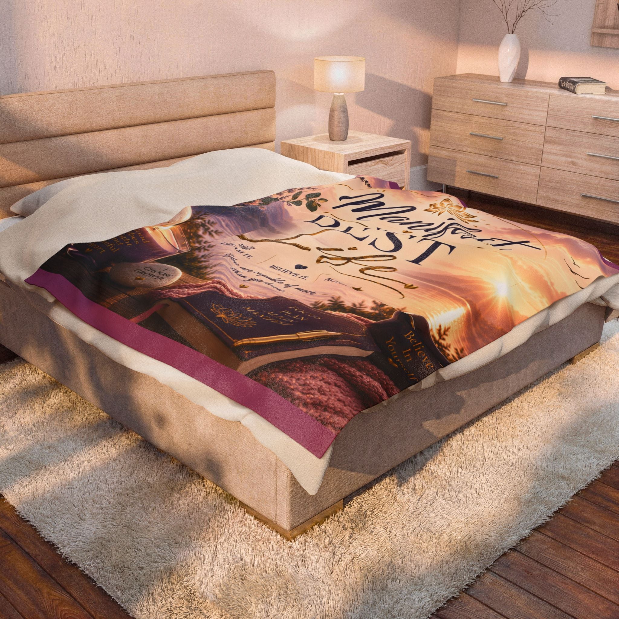 Manifest Your Best Life Velveteen Plush Blanket — Inspirational Cozy Throw