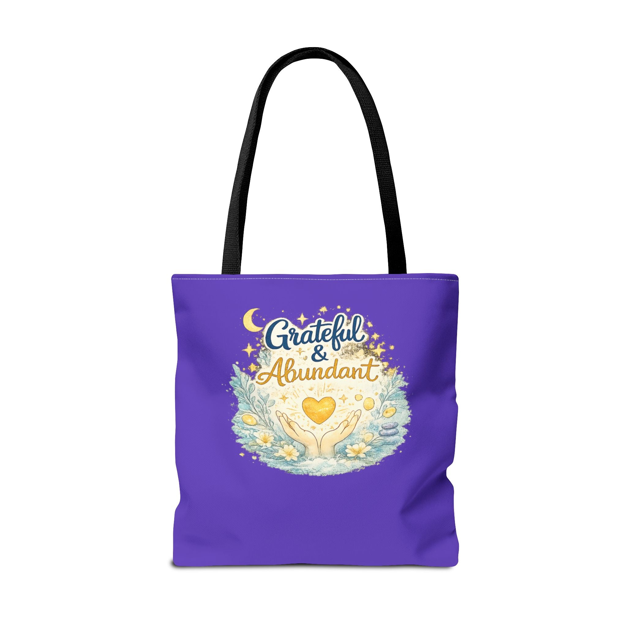 Grateful & Abundant Purple Tote Bag — Inspirational Everyday Shopper