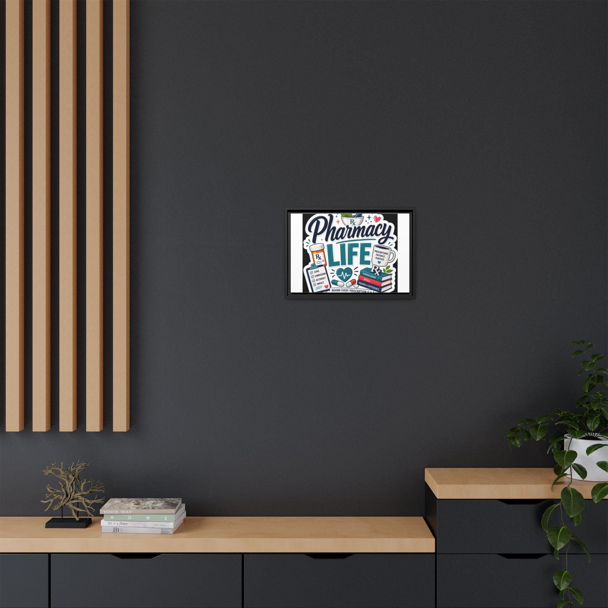 Pharmacy Life Framed Canvas Art — Colorful Pharmacist Wall Decor
