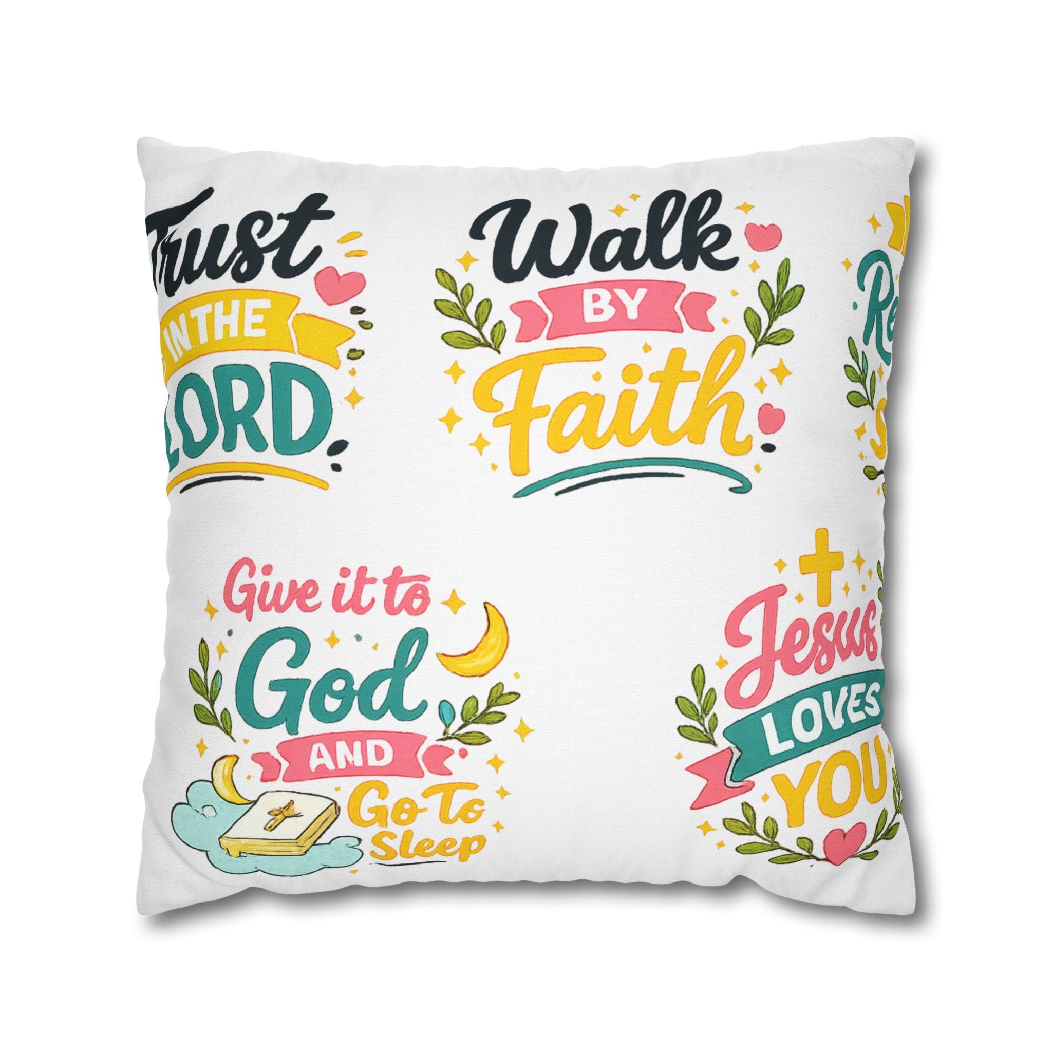 Faith Quote Decorative Pillowcase — "Walk by Faith" Inspirational Throw Pillow Cover