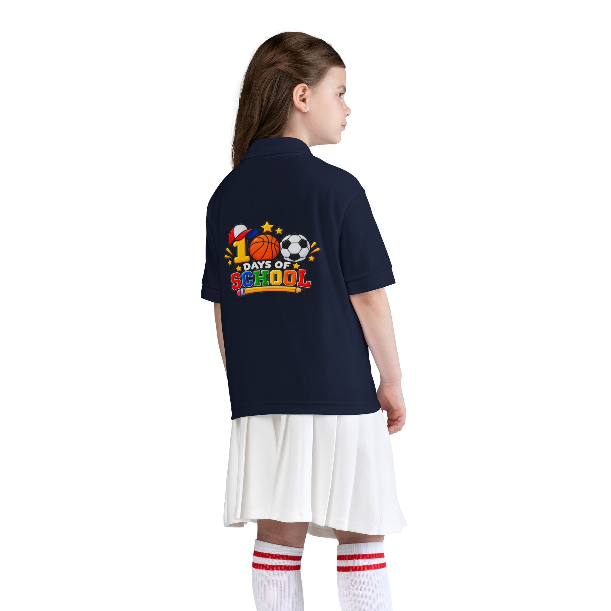 Youth Polo — "100 Days of School" Sport-Themed Kids Polo