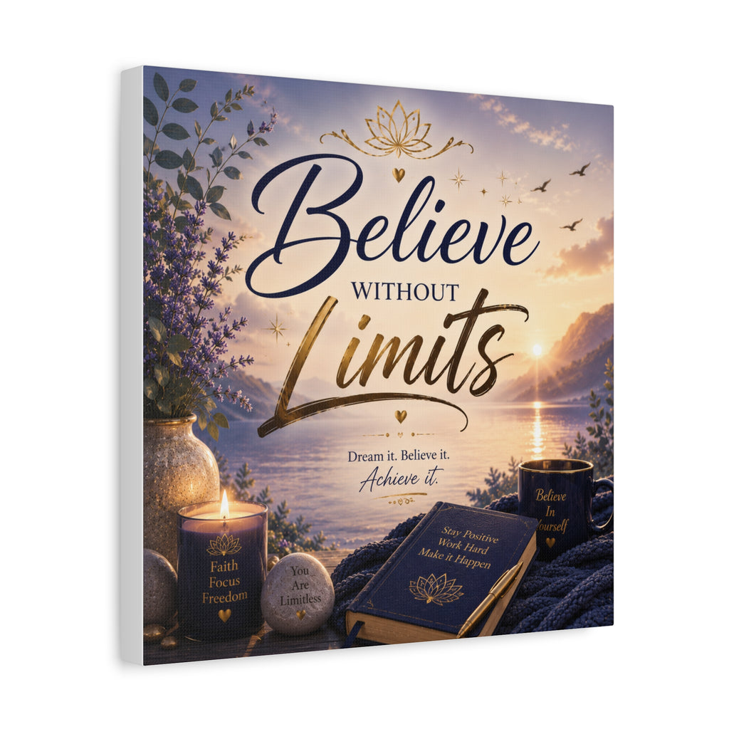 Believe Without Limits Canvas Wall Art – Inspirational Stretched Matte Print