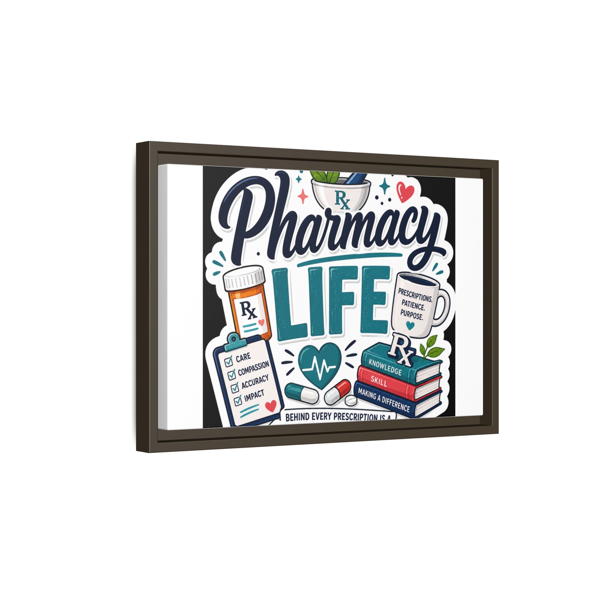 Pharmacy Life Framed Canvas Art — Colorful Pharmacist Wall Decor