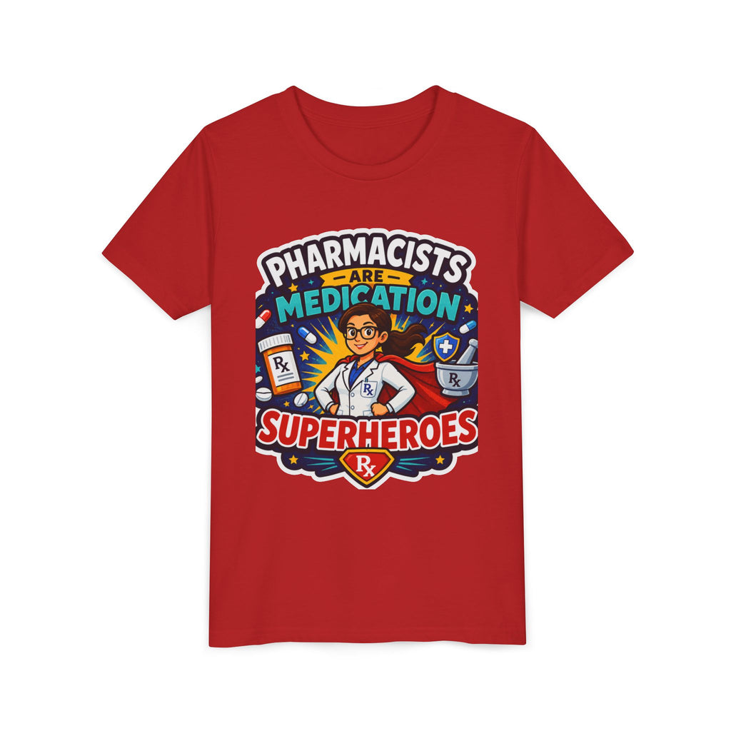 Youth Tee — "Pharmacists Are Medication Superheroes" Cartoon Pharmacy Shirt
