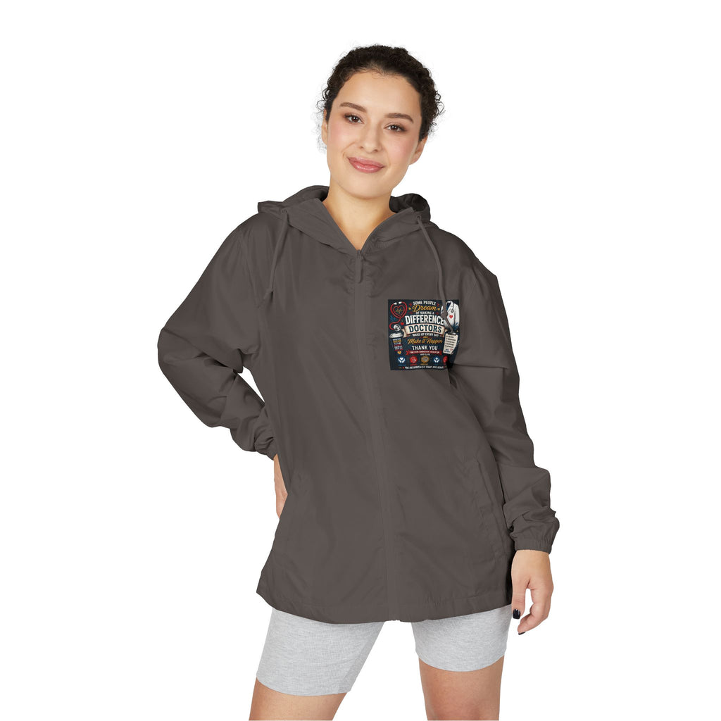 'For Doctors' Windbreaker Jacket — Lightweight Full‑Zip Scuba Hood