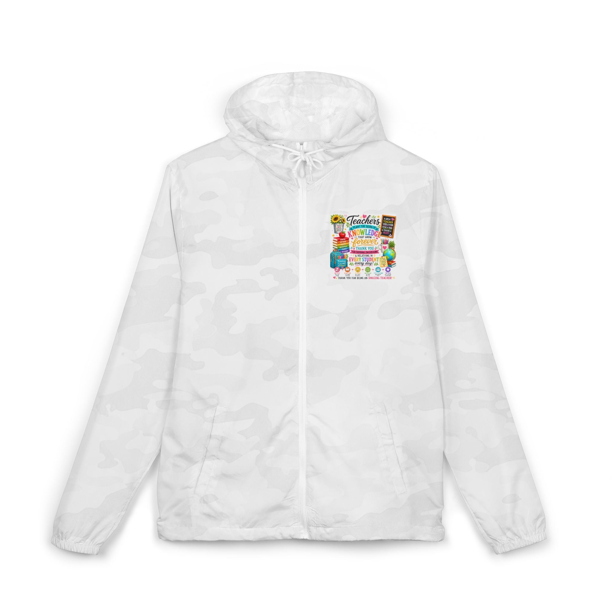 Colorful Floral 'Friends Forever' Windbreaker Jacket — Lightweight Hooded Zip-Up