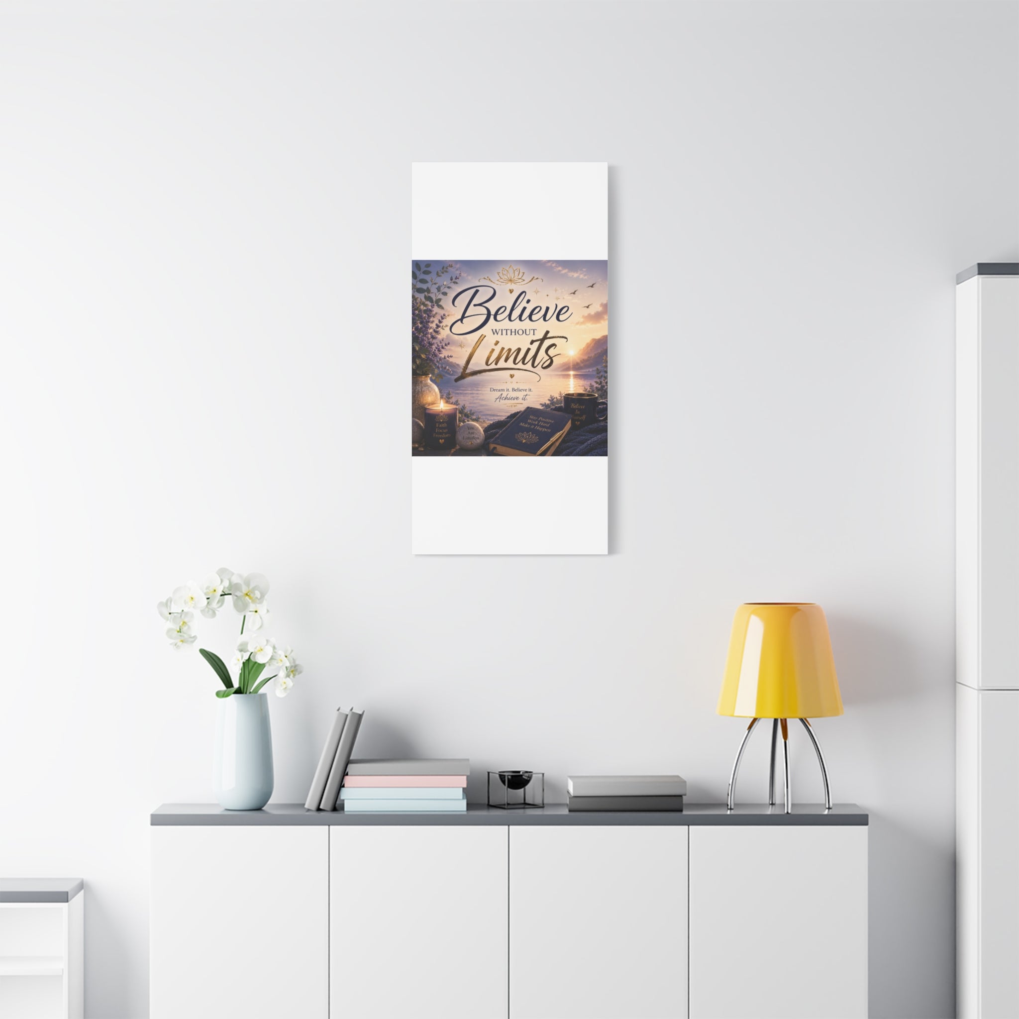 Believe Without Limits Canvas Wall Art – Inspirational Stretched Matte Print