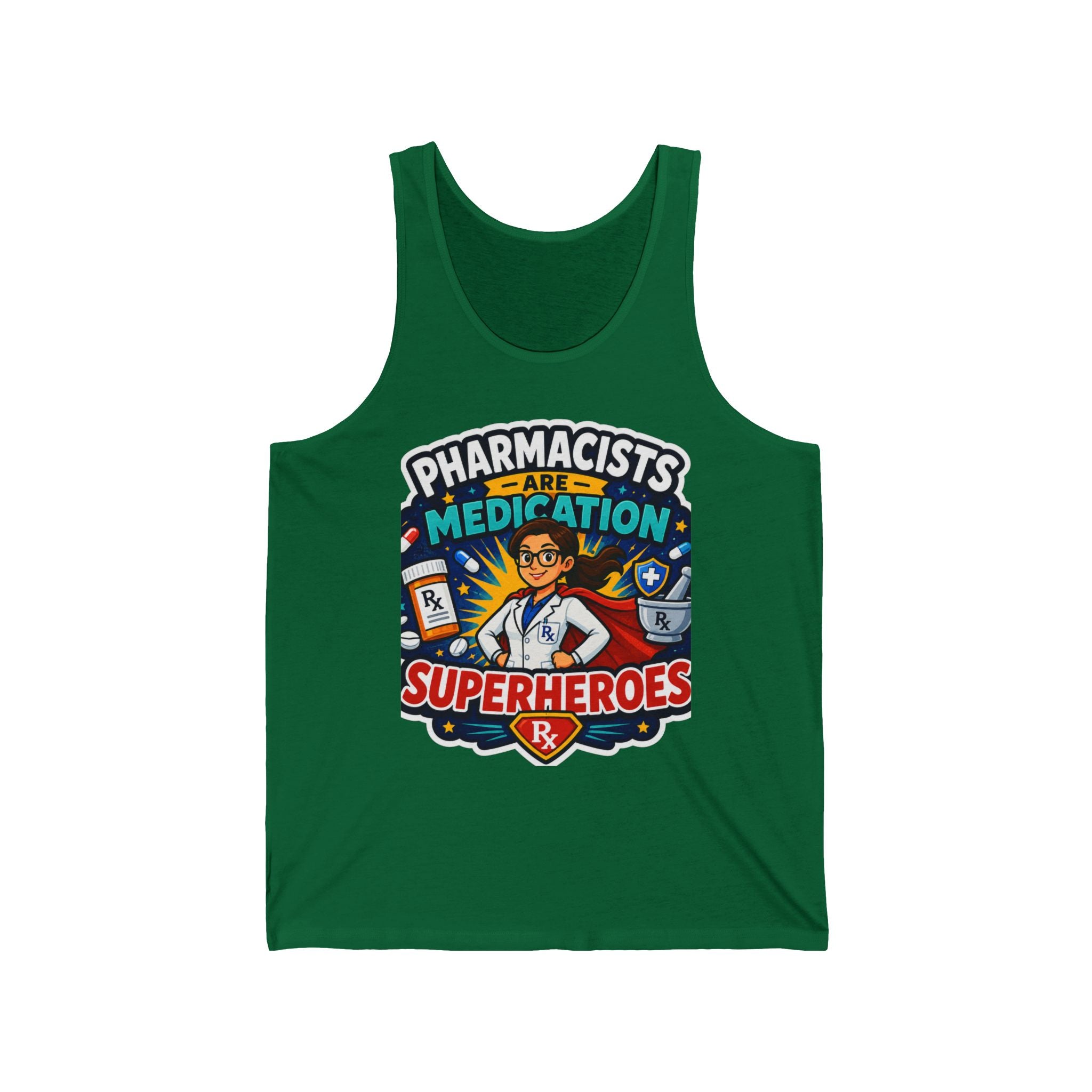 Pharmacist Superheroes Tank Top — "Pharmacists Are Medication Superheroes" Graphic Tank