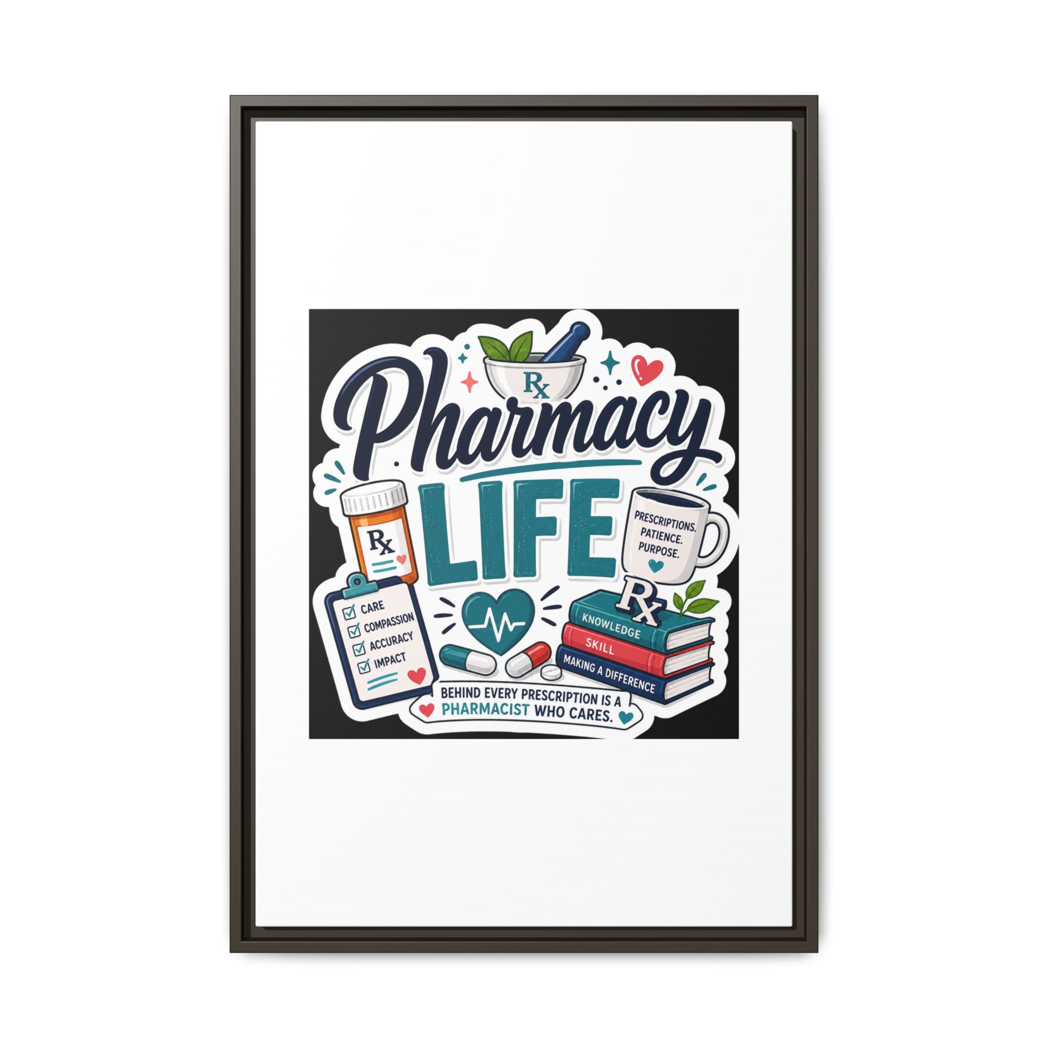 Pharmacy Life Framed Canvas Art — Colorful Pharmacist Wall Decor