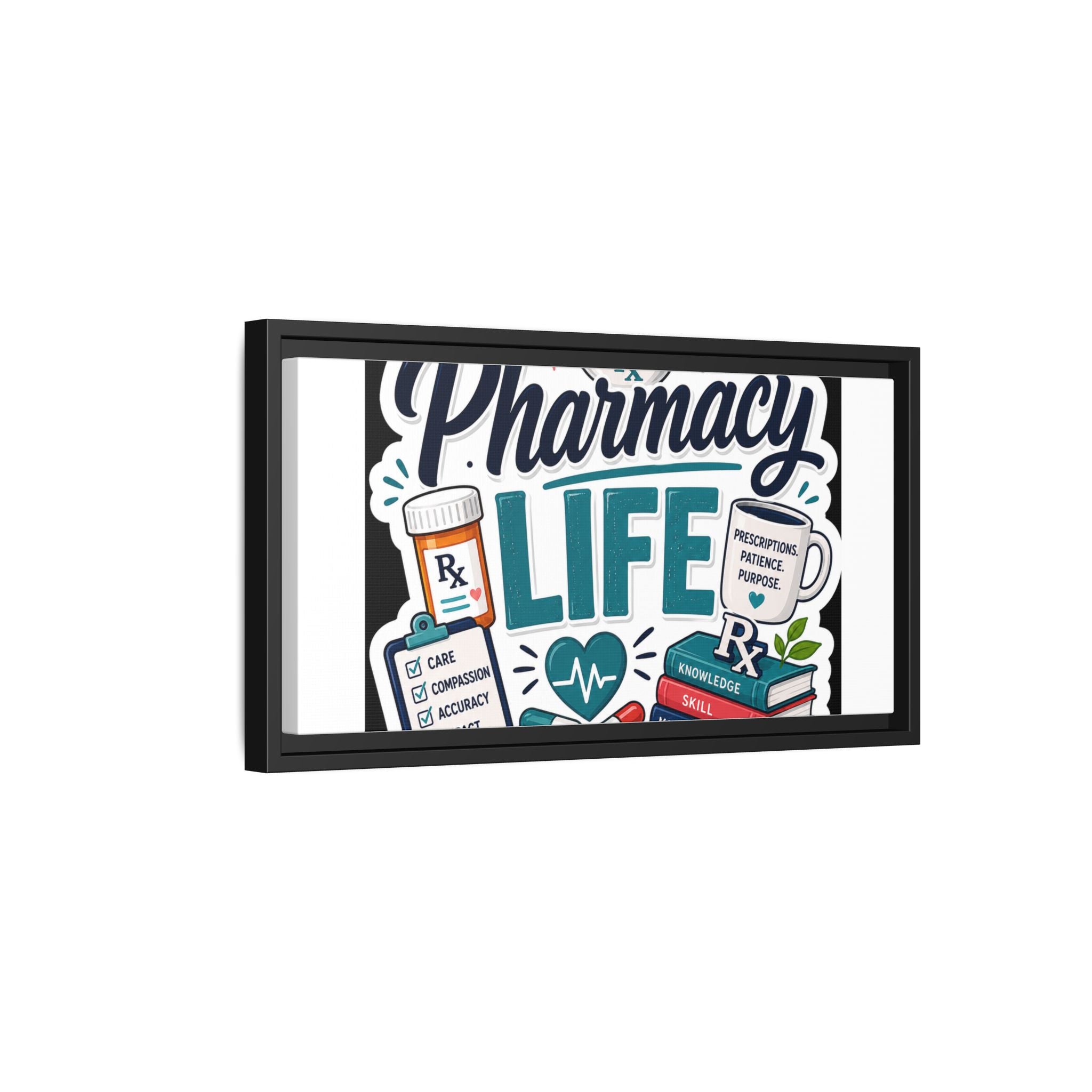 Pharmacy Life Framed Canvas Art — Colorful Pharmacist Wall Decor