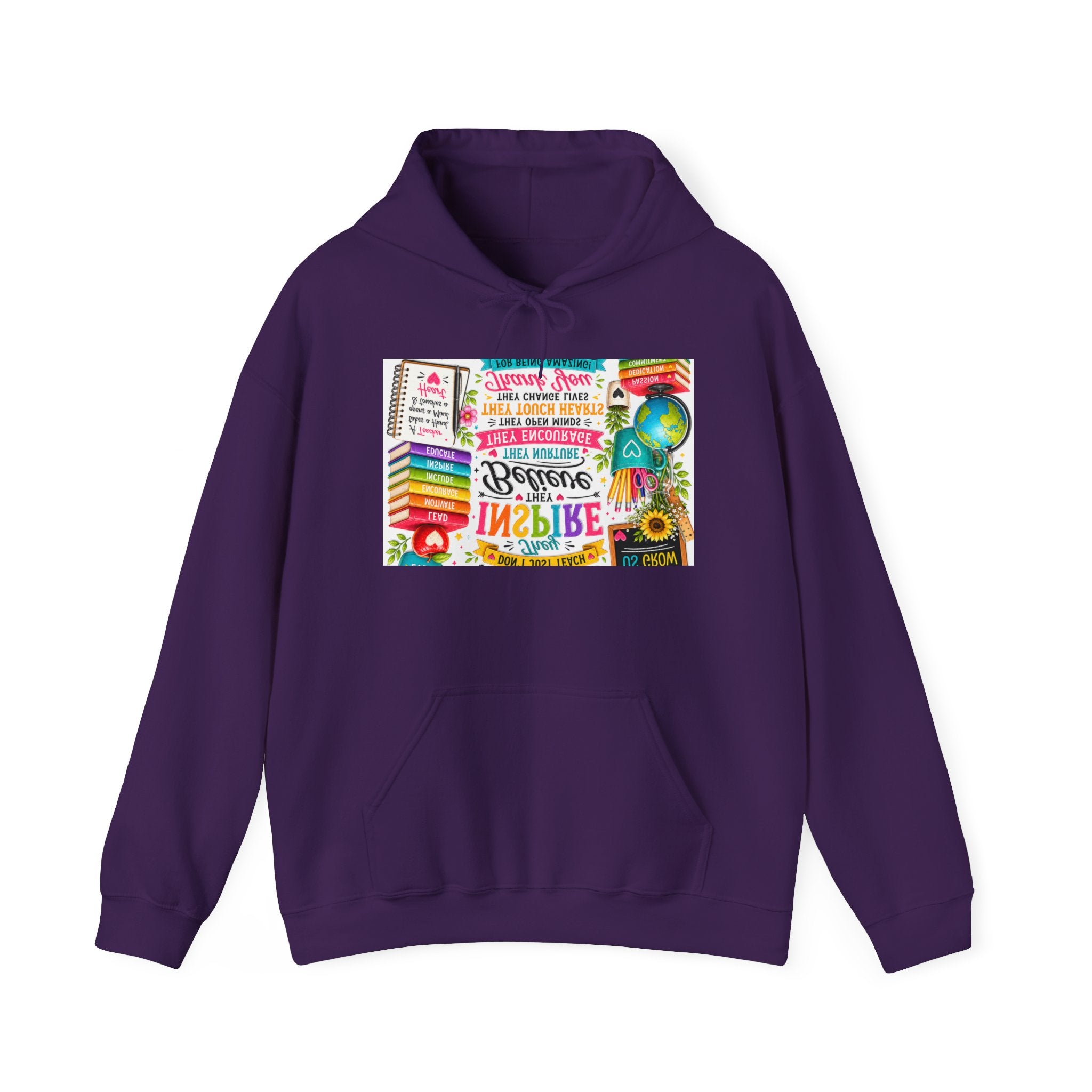 Motivational Book Lover Hoodie — "Be Brave, Be Kind, Be You" Colorful Inspirational Design
