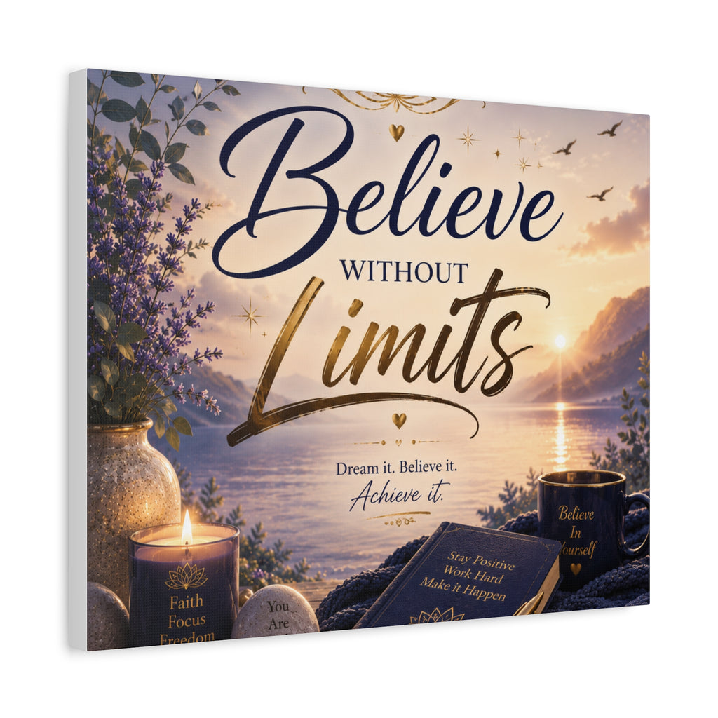Believe Without Limits Canvas Wall Art – Inspirational Stretched Matte Print