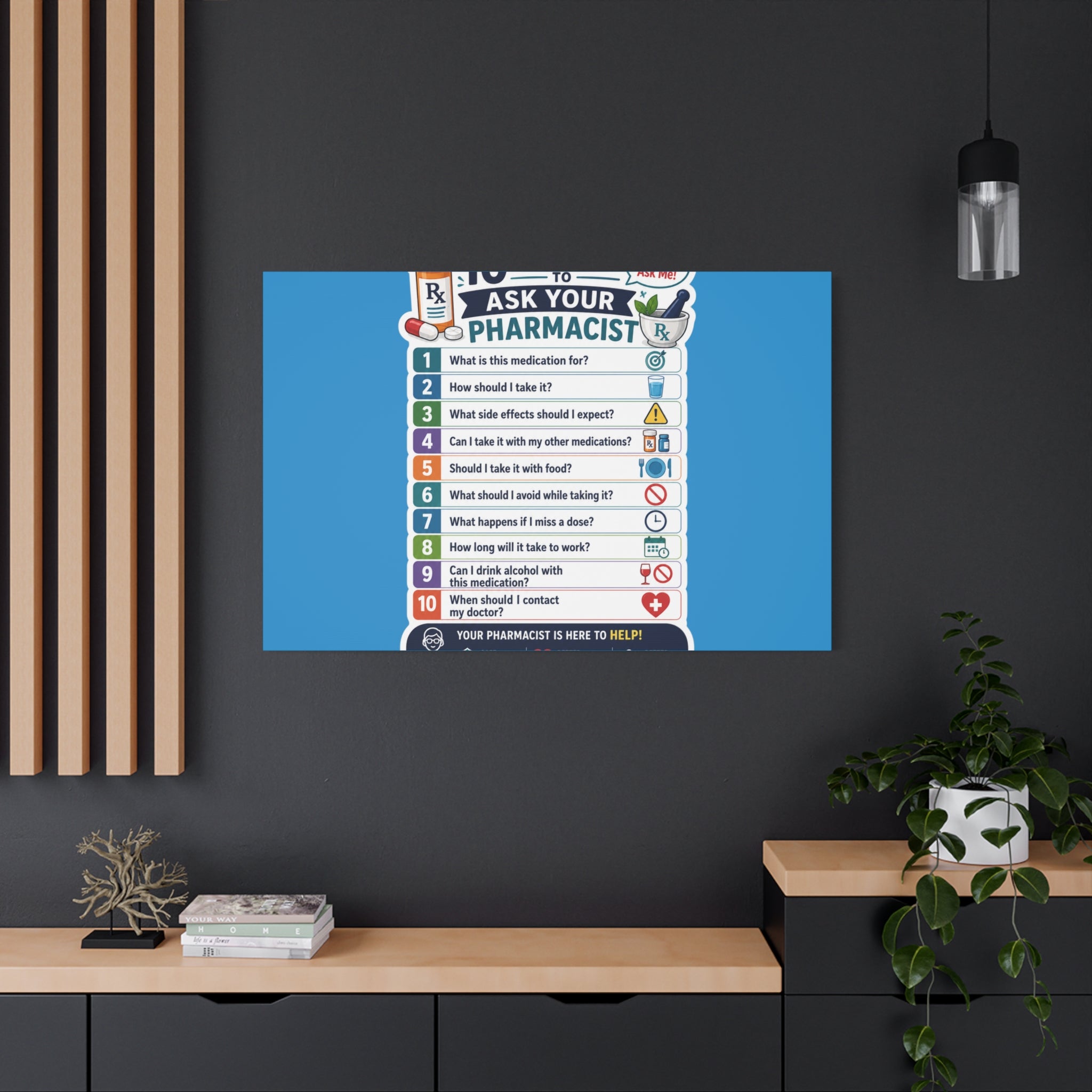 Pharmacist Questions Canvas Print — "10 Questions to Ask Your Pharmacist"