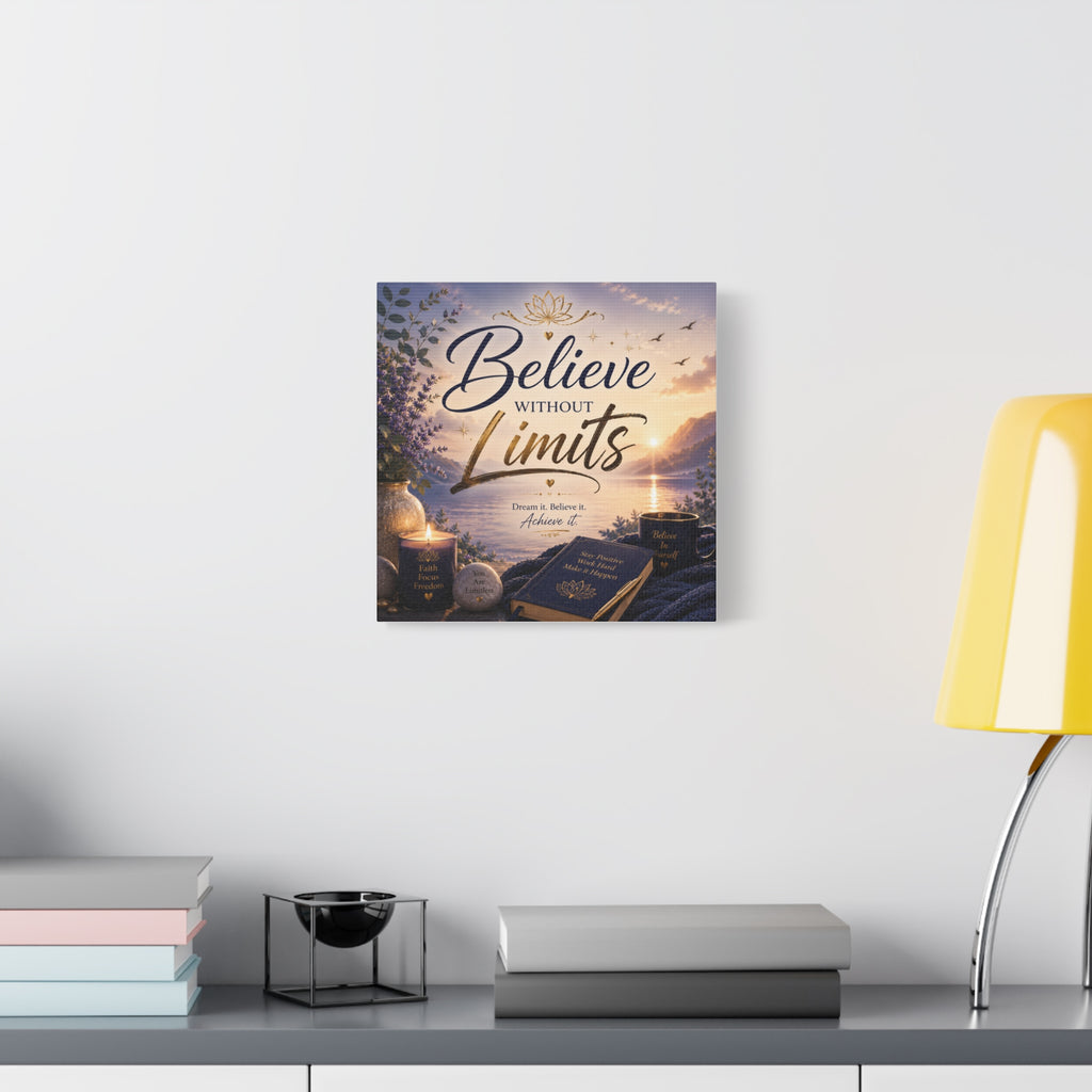 Believe Without Limits Canvas Wall Art – Inspirational Stretched Matte Print