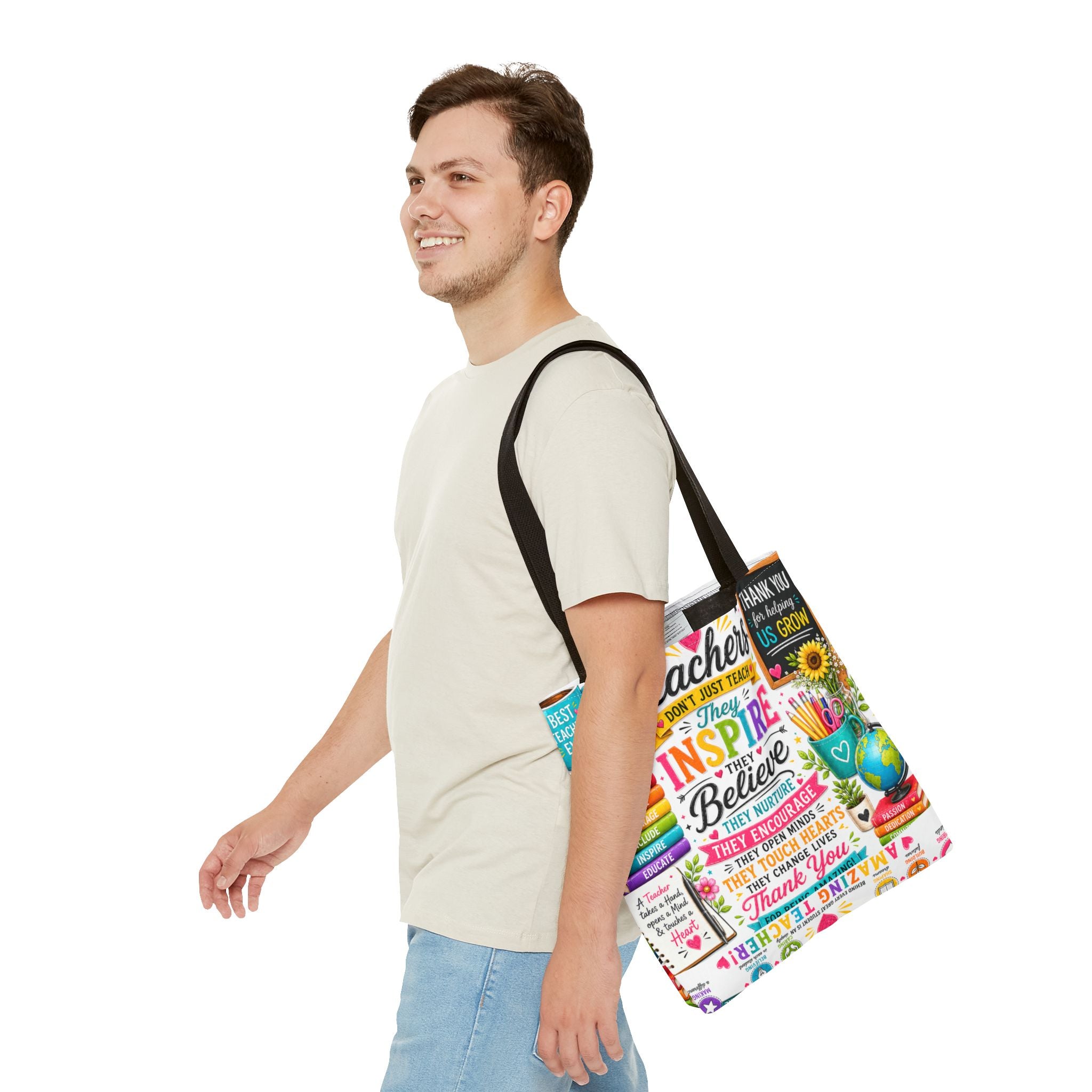 Teacher Appreciation Tote Bag — 'Teachers Inspire, They Believe' All-Over-Print Gift Tote
