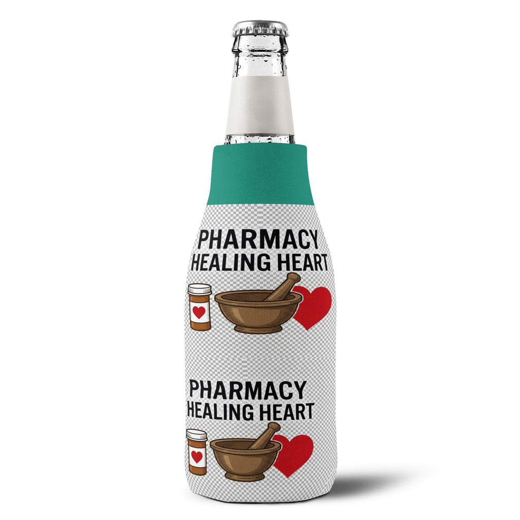 Pharmacy Healing Heart Zip-Up Bottle Cooler Sleeve