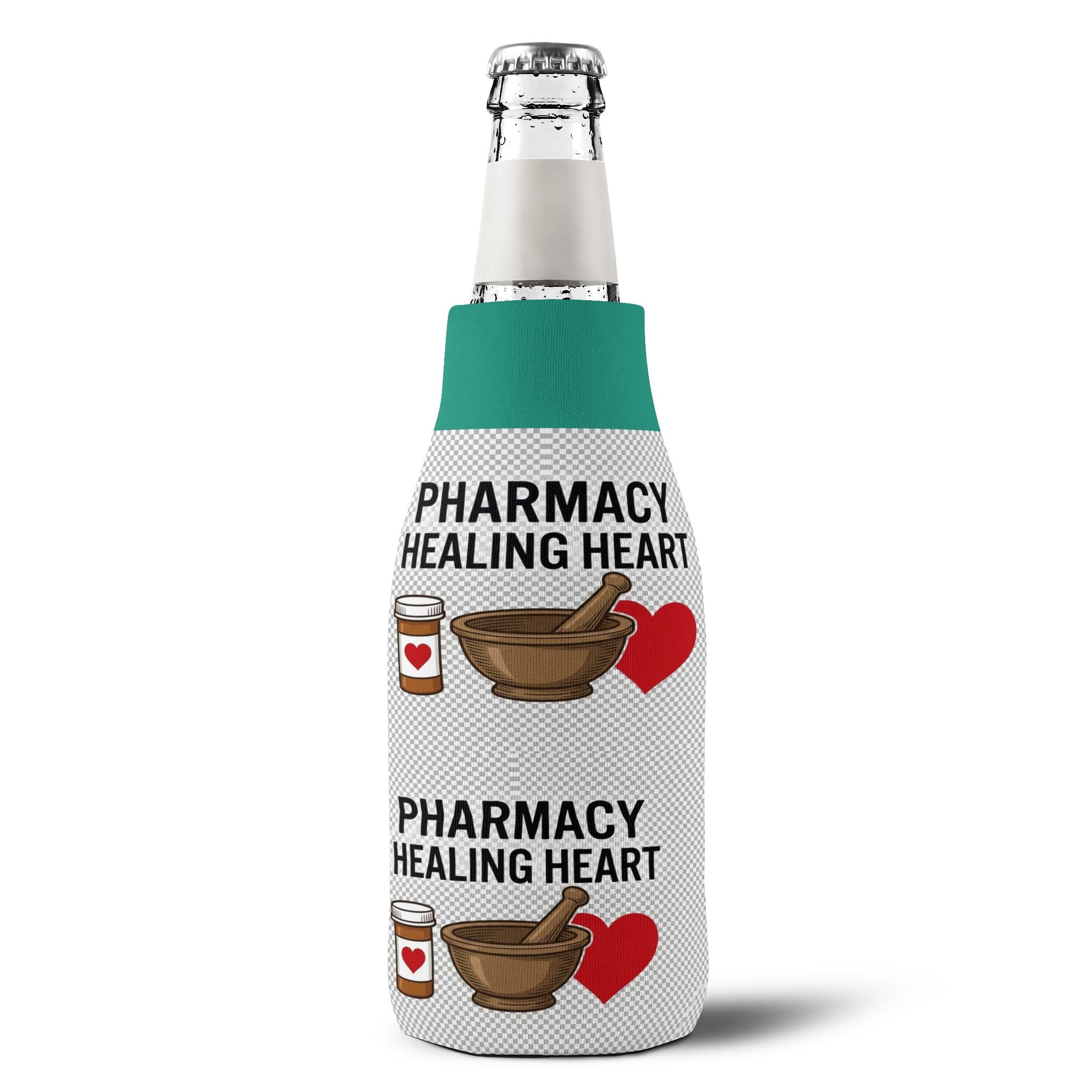 Pharmacy Healing Heart Zip-Up Bottle Cooler Sleeve