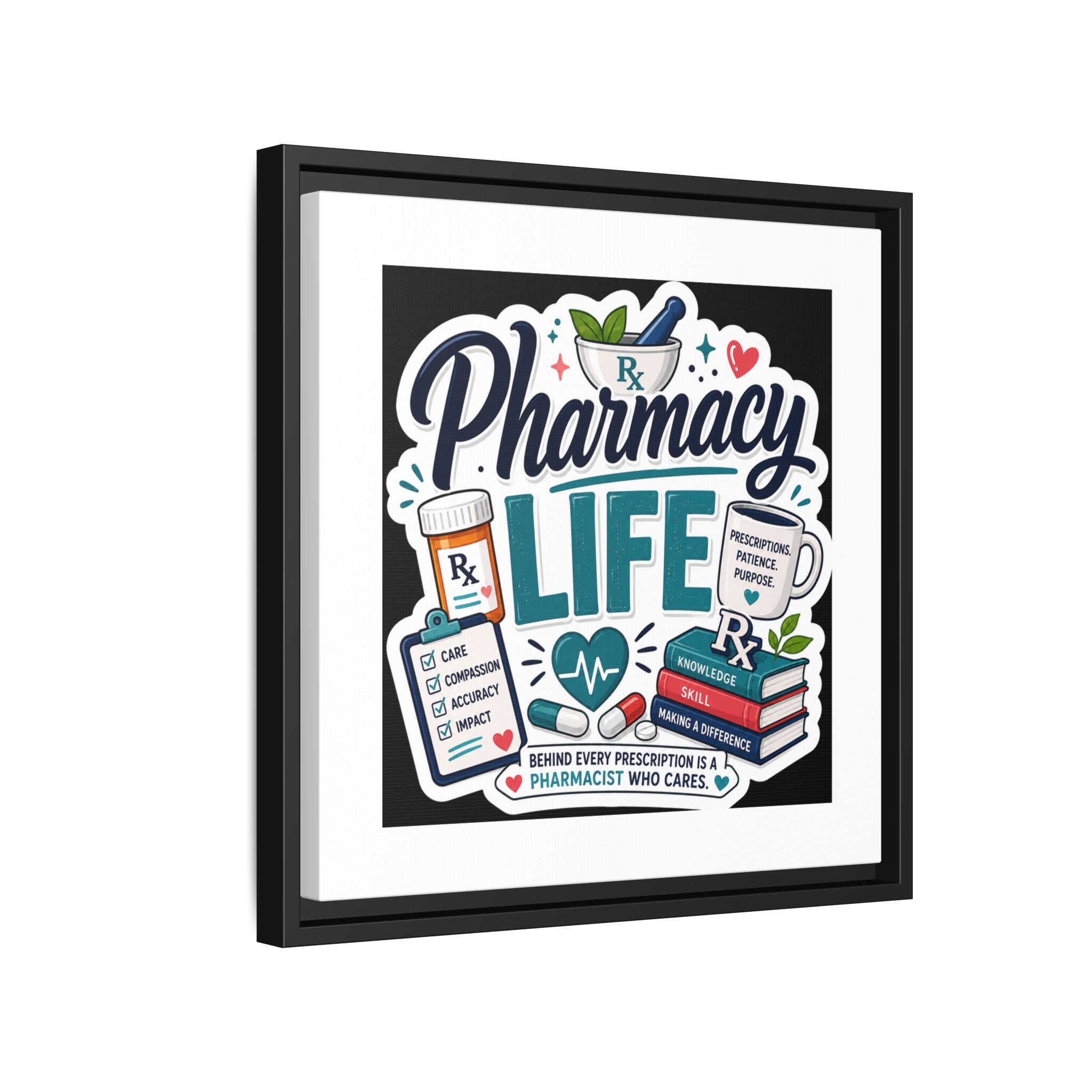 Pharmacy Life Framed Canvas Art — Colorful Pharmacist Wall Decor