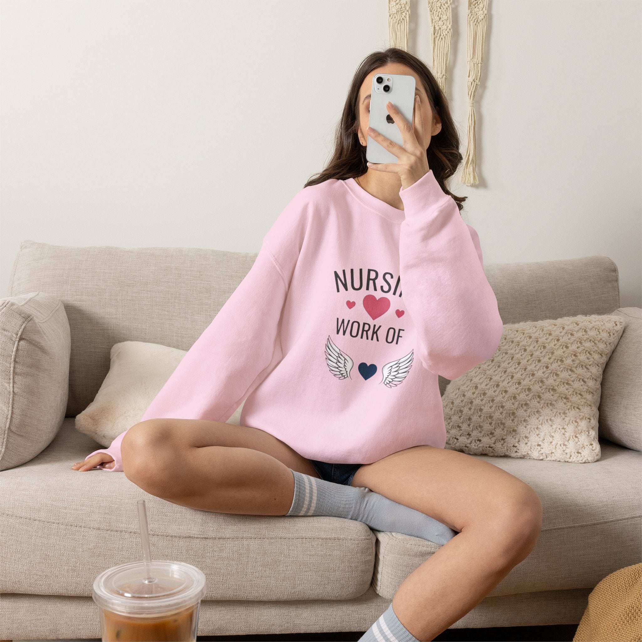 Nursing Work of Heart Crewneck Sweatshirt — Nurse Appreciation Pullover