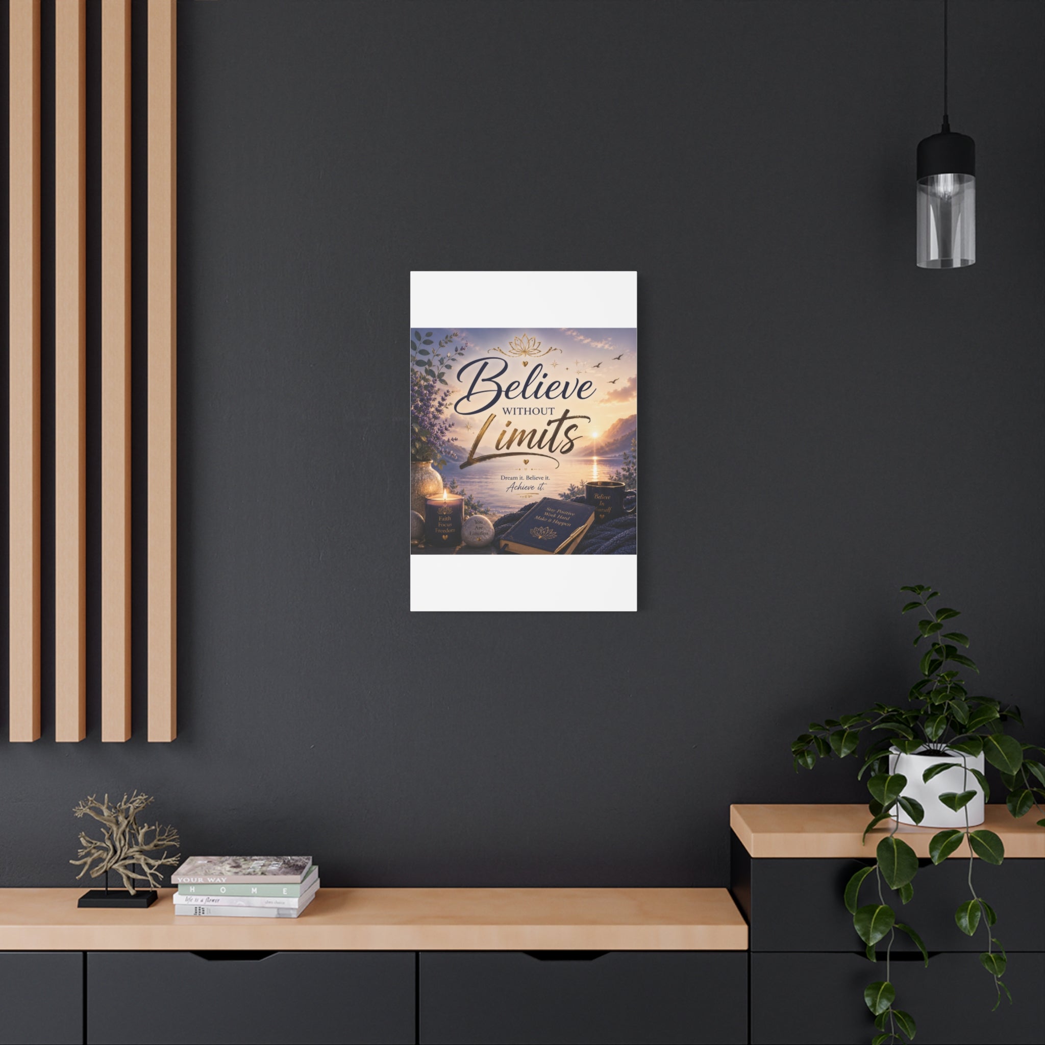 Believe Without Limits Canvas Wall Art – Inspirational Stretched Matte Print