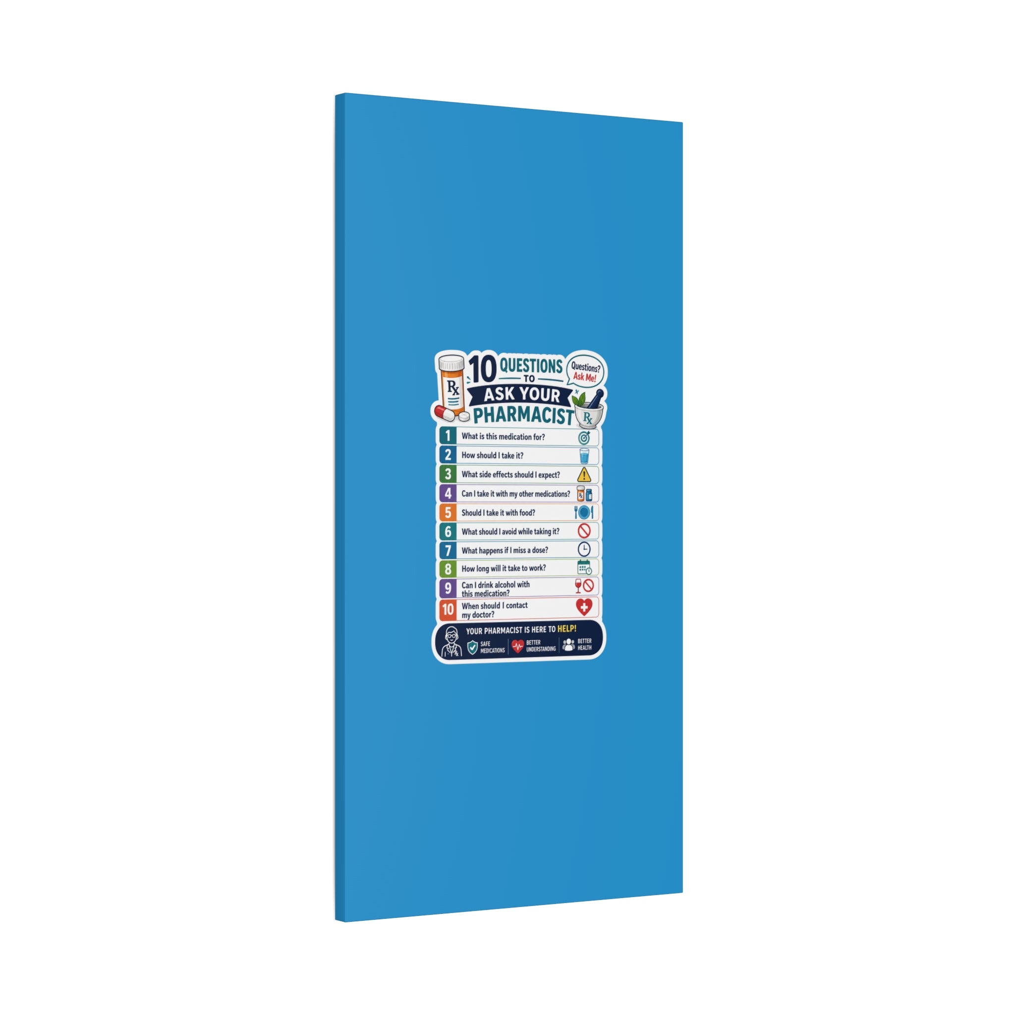 Pharmacist Questions Canvas Print — "10 Questions to Ask Your Pharmacist"