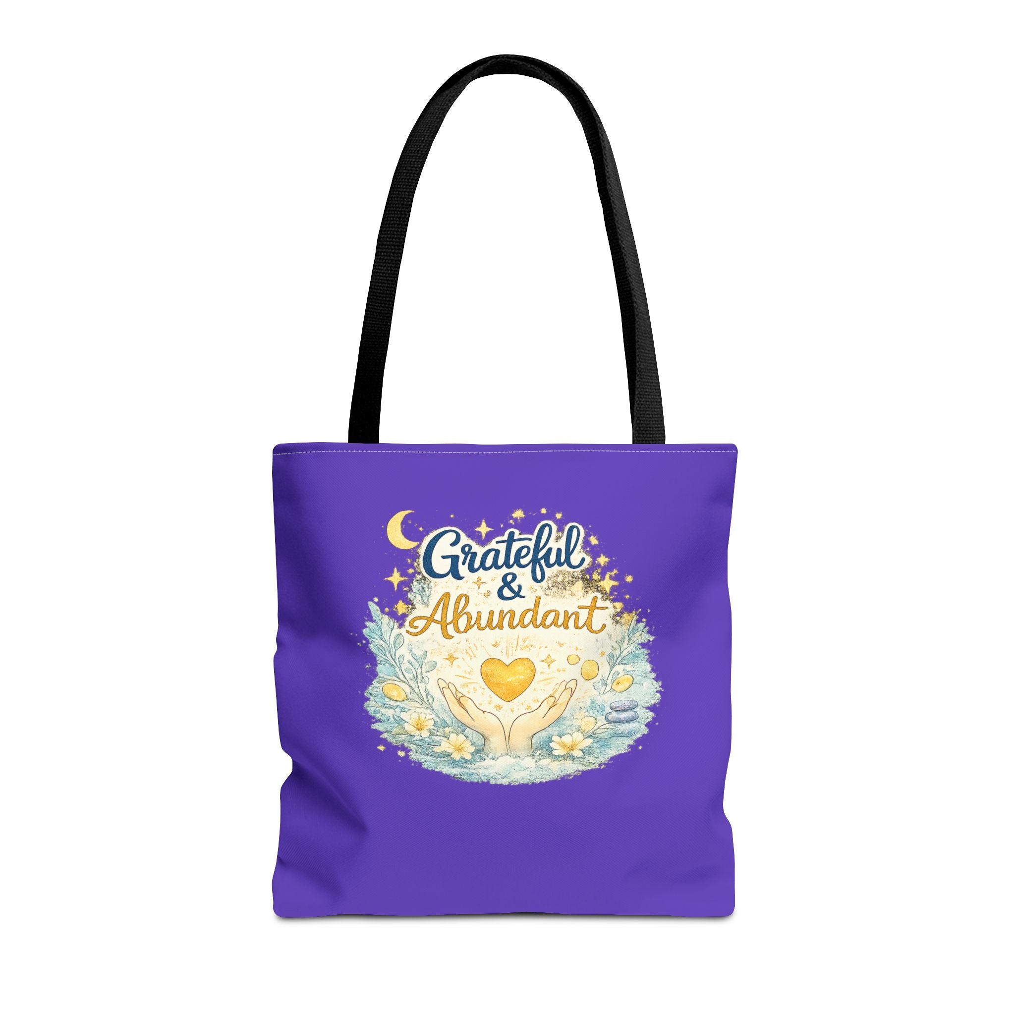Grateful & Abundant Purple Tote Bag — Inspirational Everyday Shopper