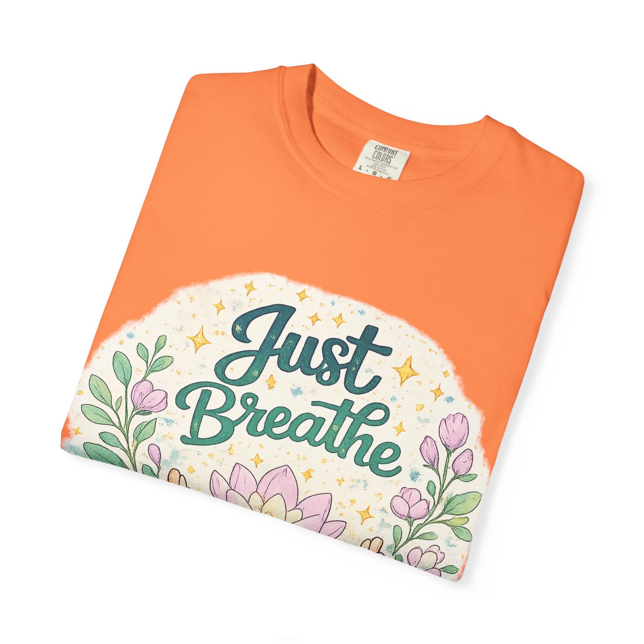 Just Breathe T-Shirt — Floral Lotus Mindfulness Tee