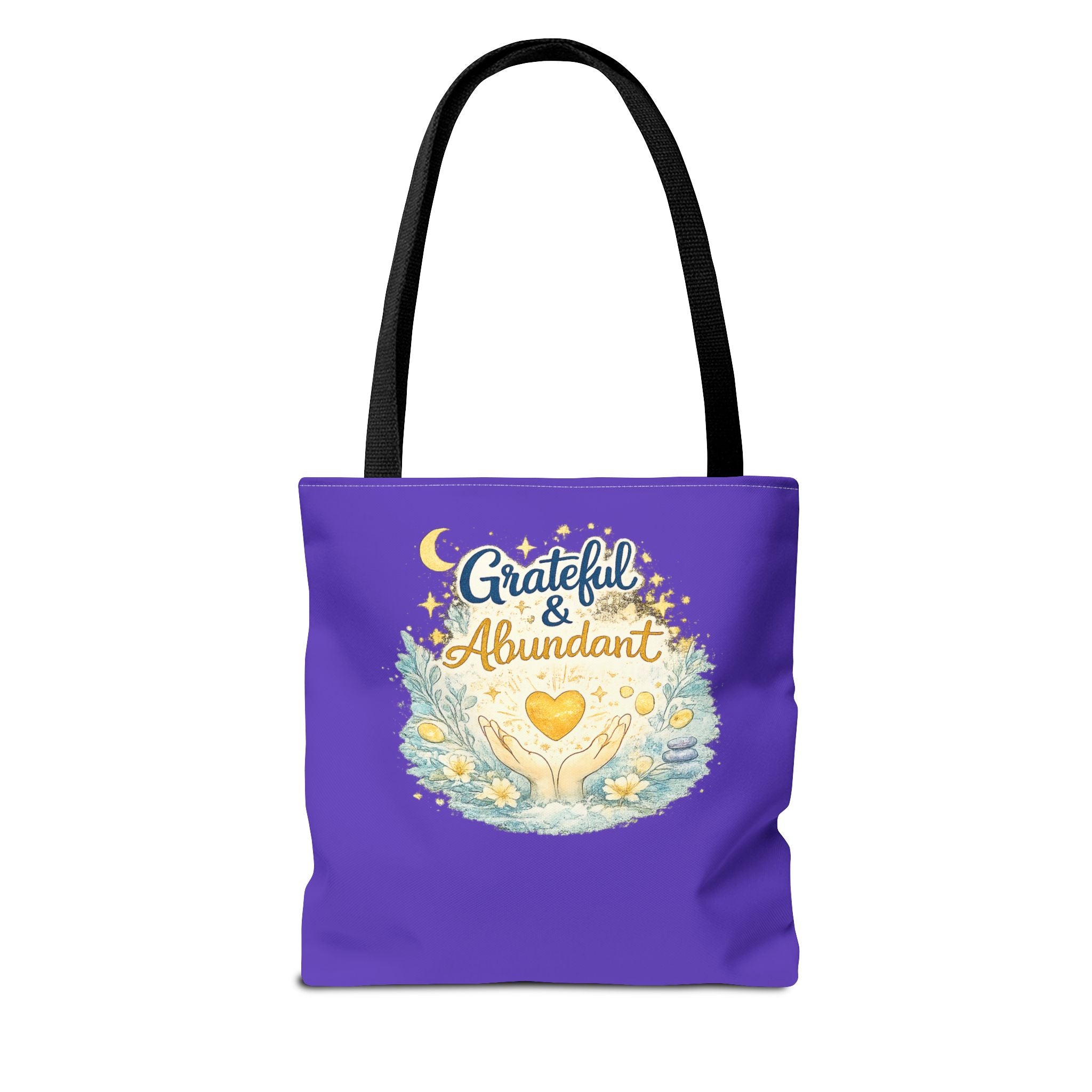 Grateful & Abundant Purple Tote Bag — Inspirational Everyday Shopper