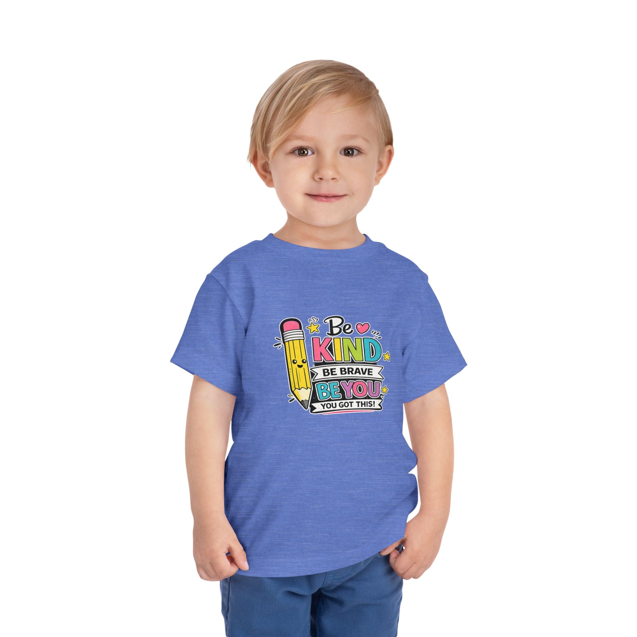 Be Kind Pencil Toddler Tee — "Be Kind, Be Brave, Be You" Inspirational Kids Shirt
