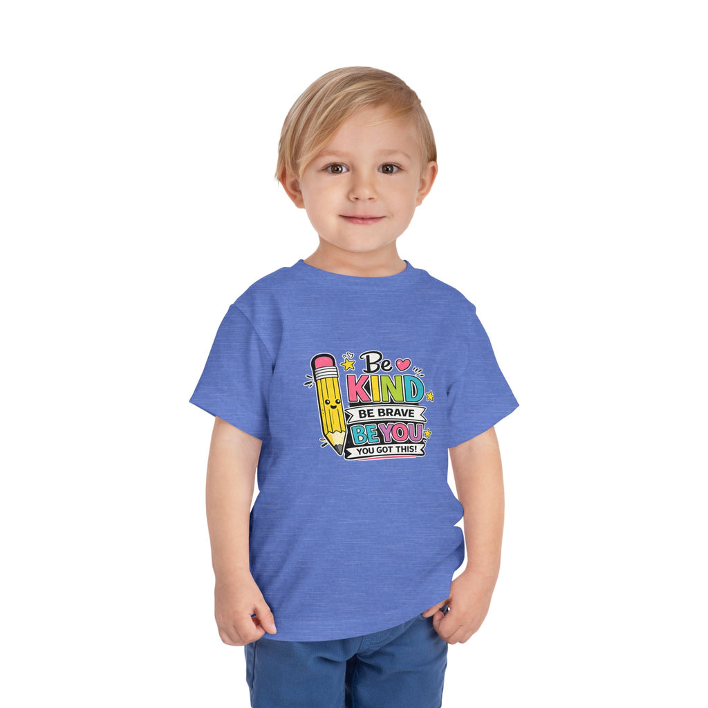 Be Kind Pencil Toddler Tee — "Be Kind, Be Brave, Be You" Inspirational Kids Shirt