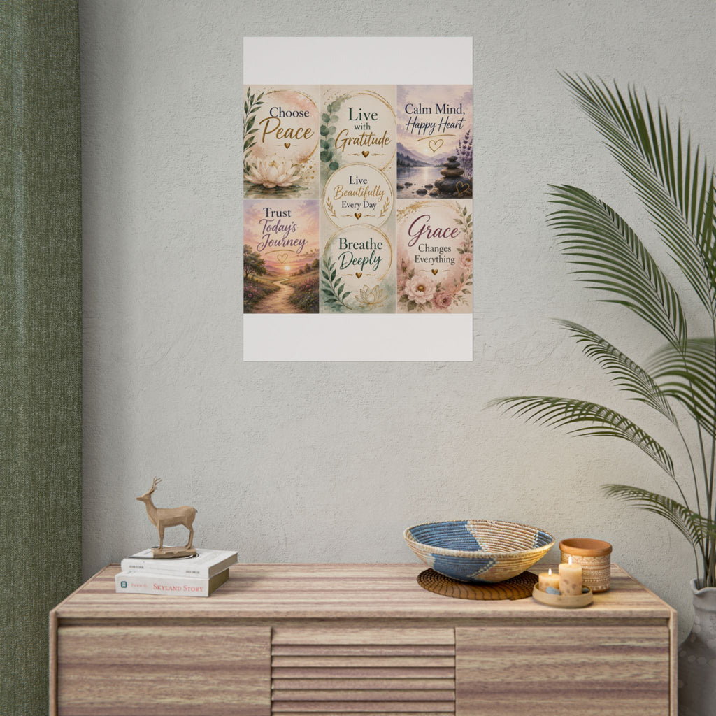 Rolled Poster - Inspirational Wall Art Set: "Choose Peace / Live with Gratitude / Calm Mind, Happy Heart / Trust Today's Journey / [...]