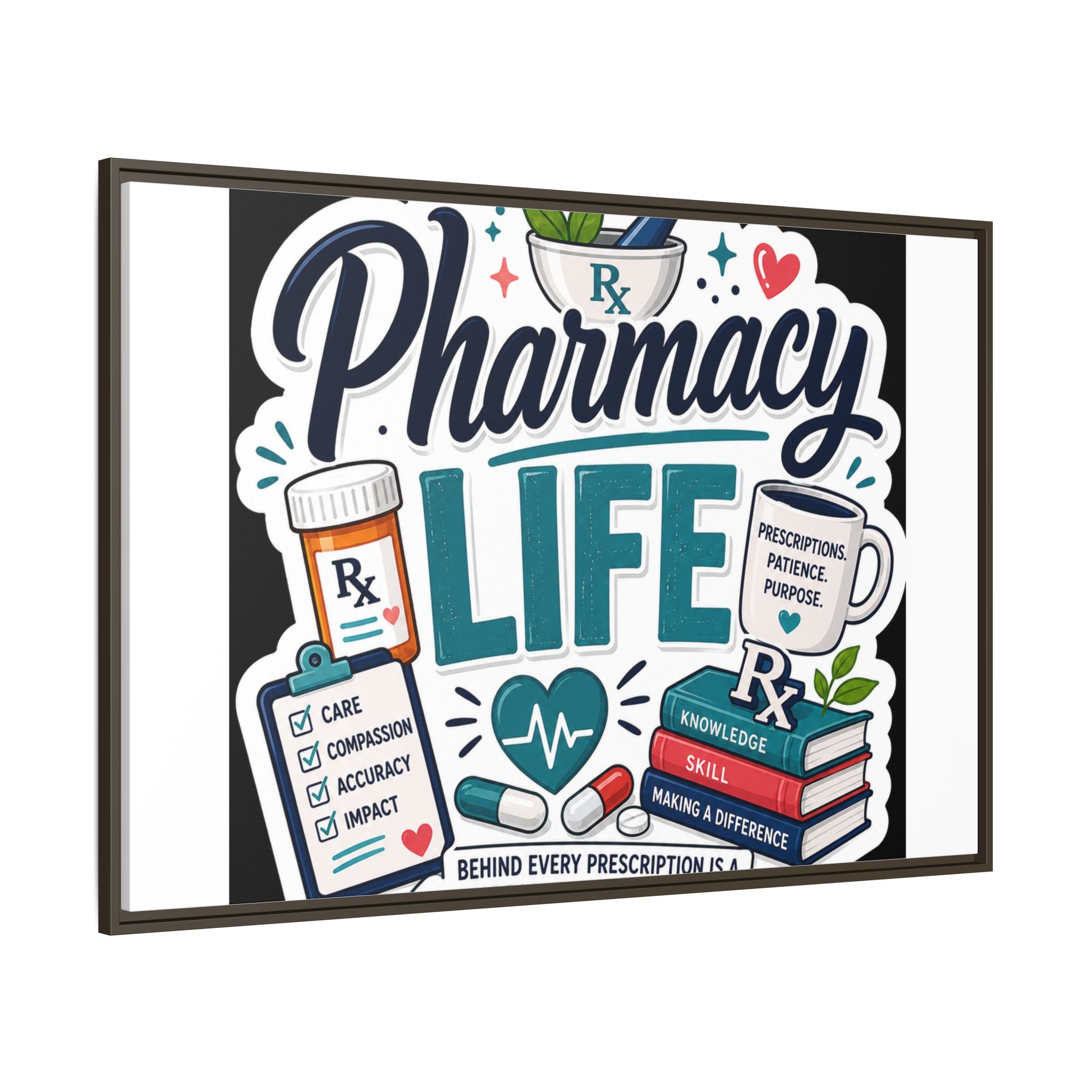 Pharmacy Life Framed Canvas Art — Colorful Pharmacist Wall Decor