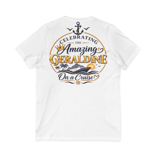 Birthday Queen Cruise V-Neck Tee — Personalized 'Geraldine' Celebration Shirt