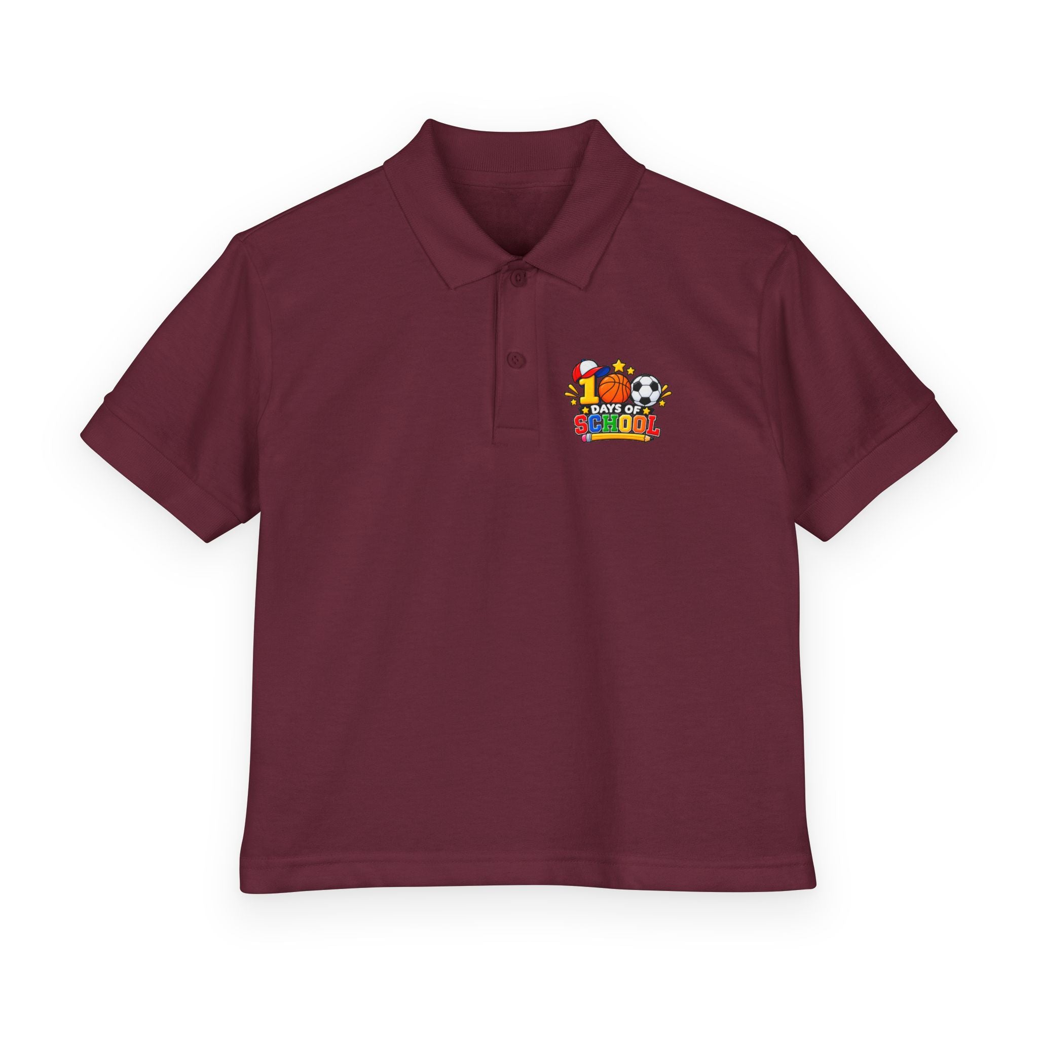 Youth Polo — "100 Days of School" Sport-Themed Kids Polo