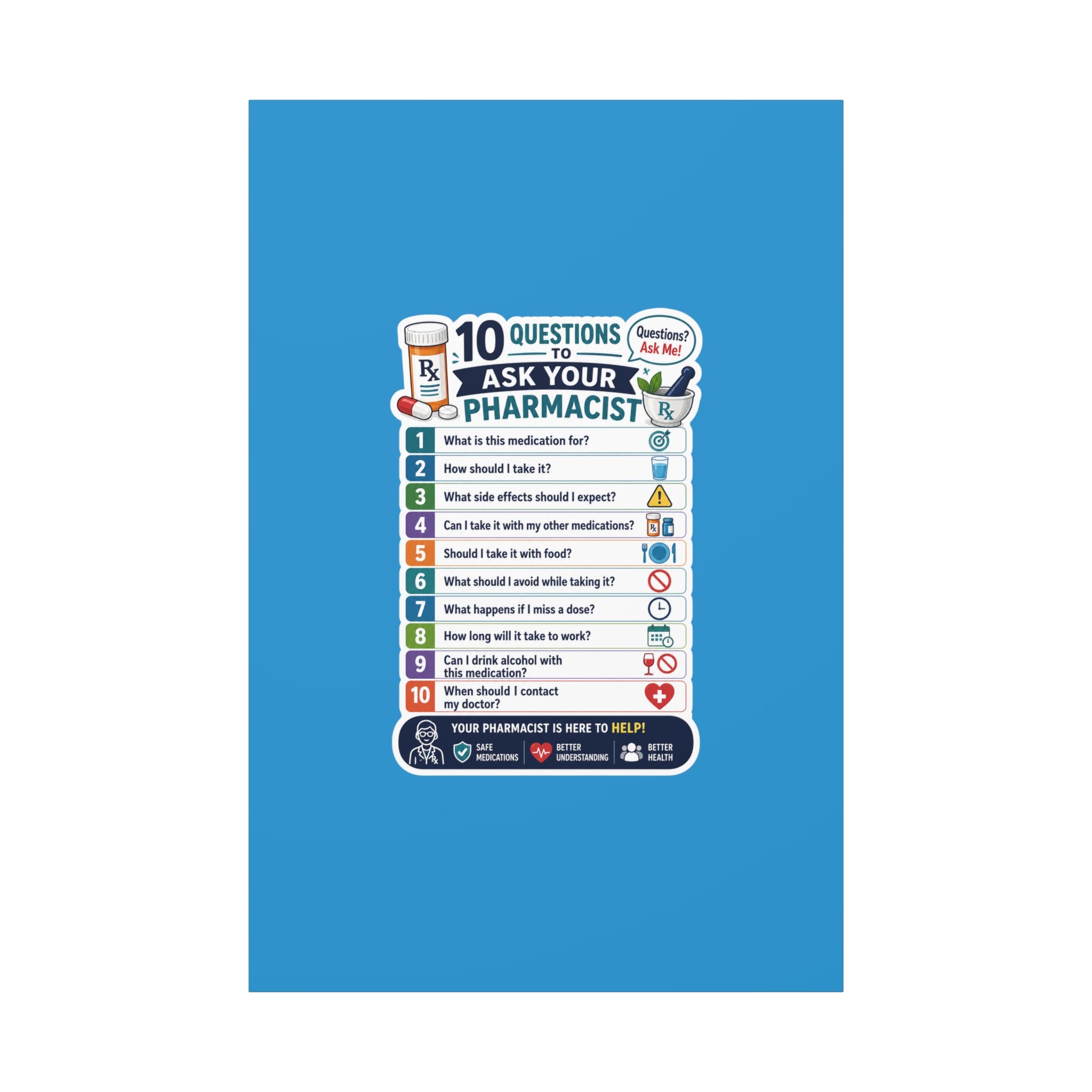 Pharmacist Questions Canvas Print — "10 Questions to Ask Your Pharmacist"
