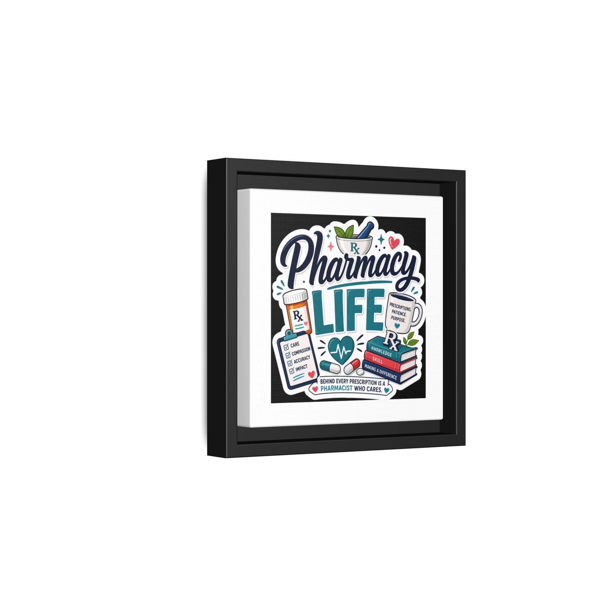 Pharmacy Life Framed Canvas Art — Colorful Pharmacist Wall Decor