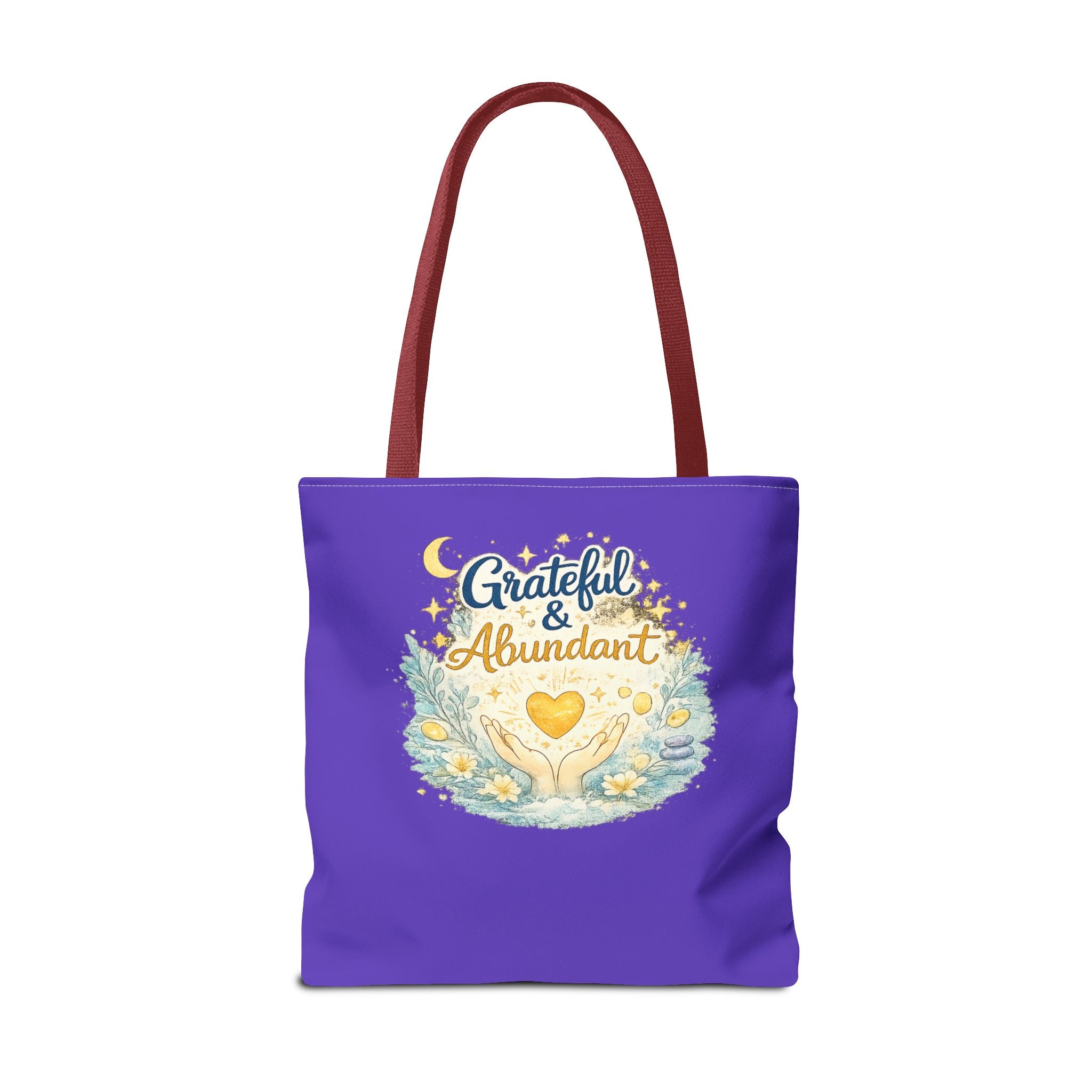 Grateful & Abundant Purple Tote Bag — Inspirational Everyday Shopper