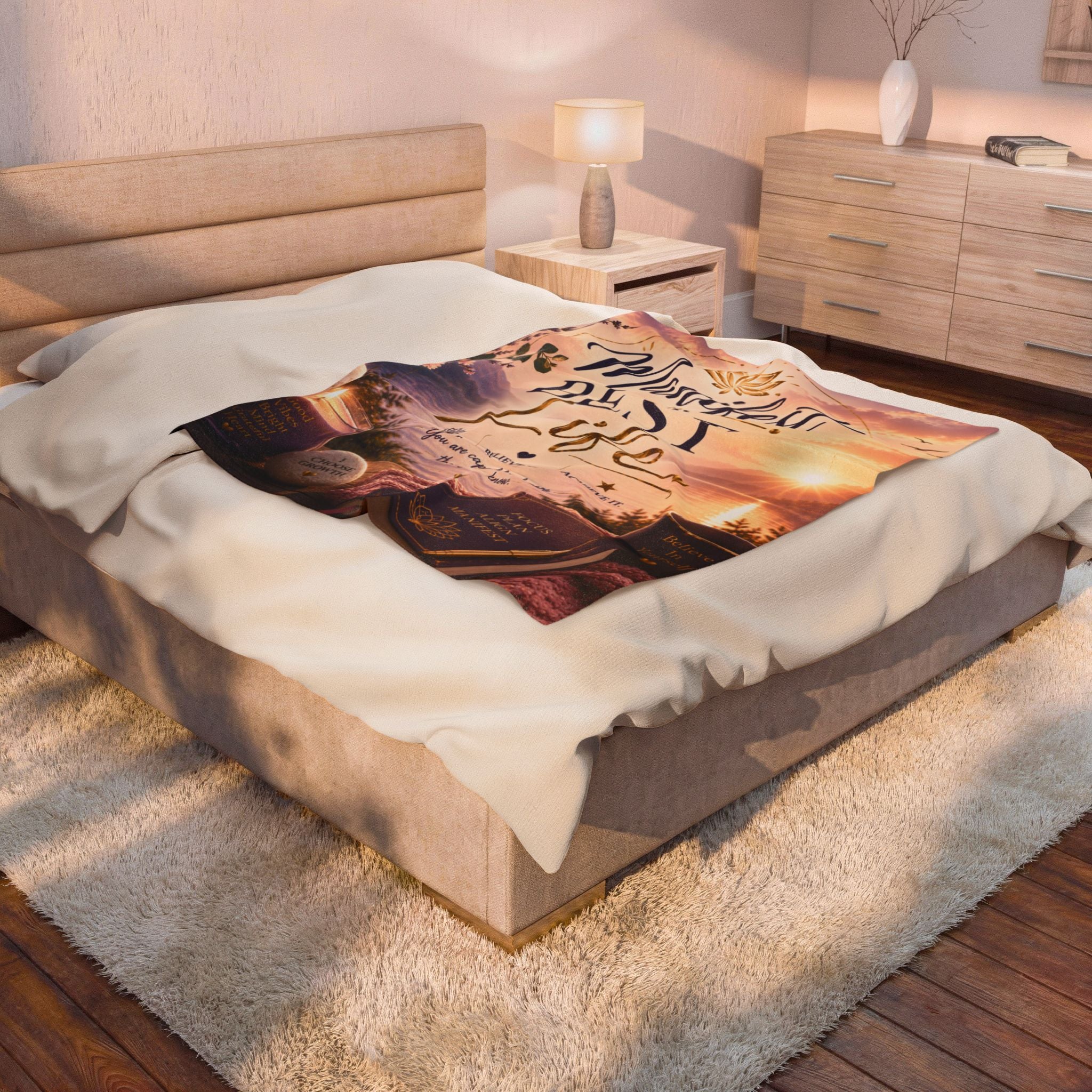 Manifest Your Best Life Velveteen Plush Blanket — Inspirational Cozy Throw for Mindfulness & Self-Care