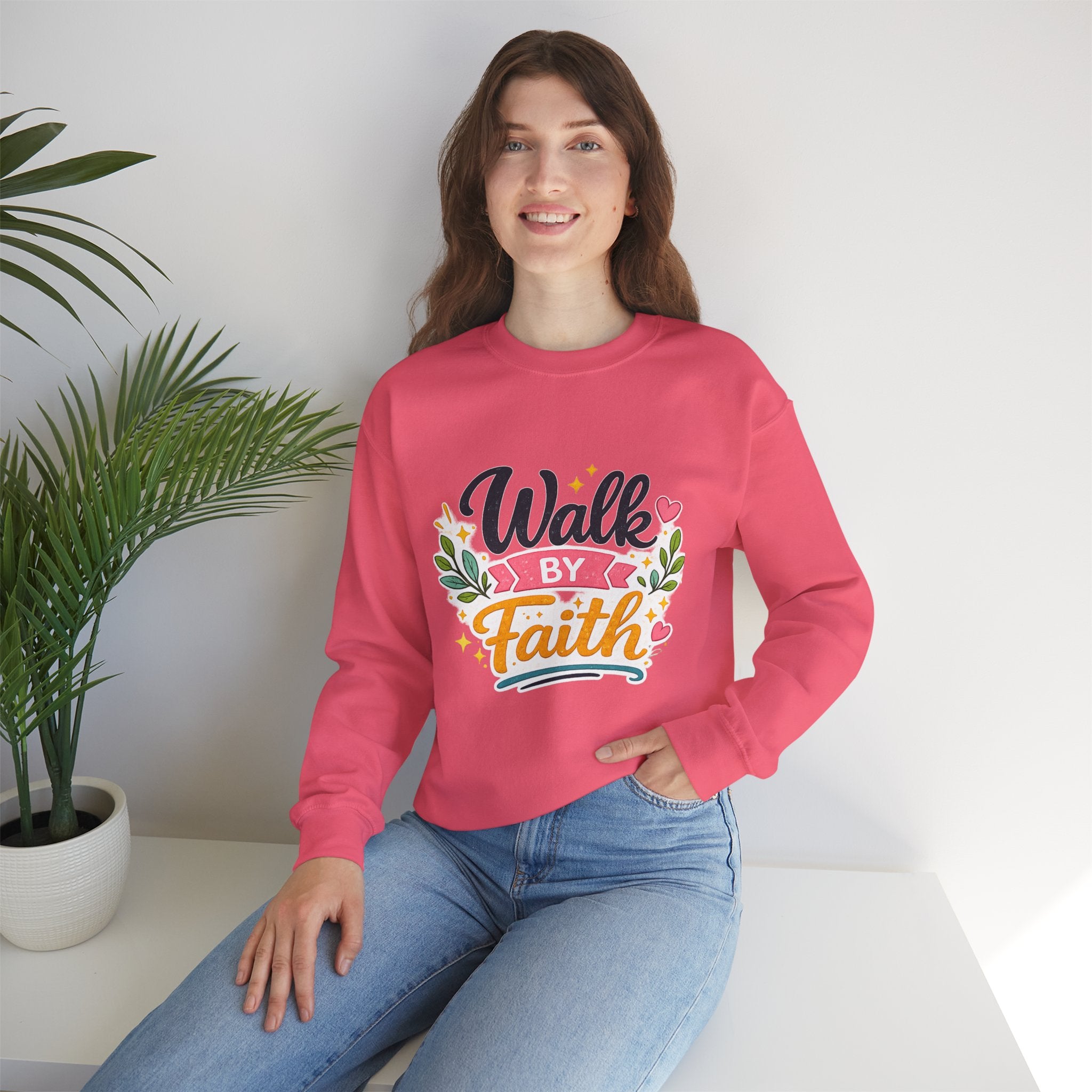 Walk By Faith Crewneck Sweatshirt — Inspirational Christian Pullover