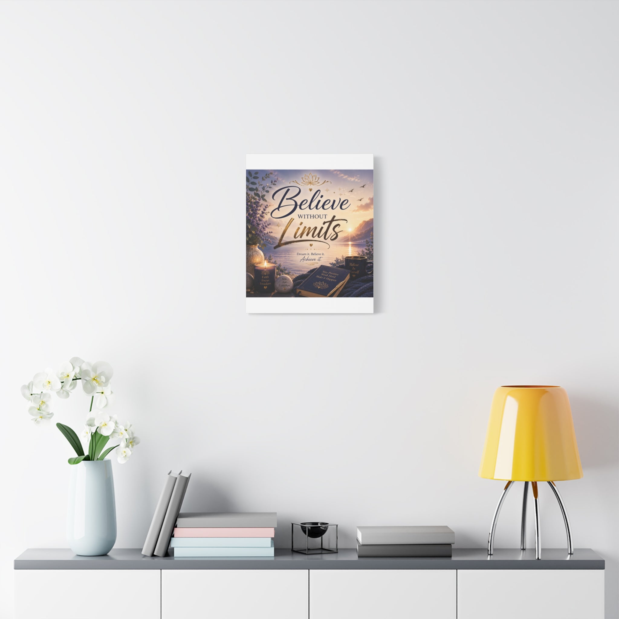 Believe Without Limits Canvas Wall Art – Inspirational Stretched Matte Print