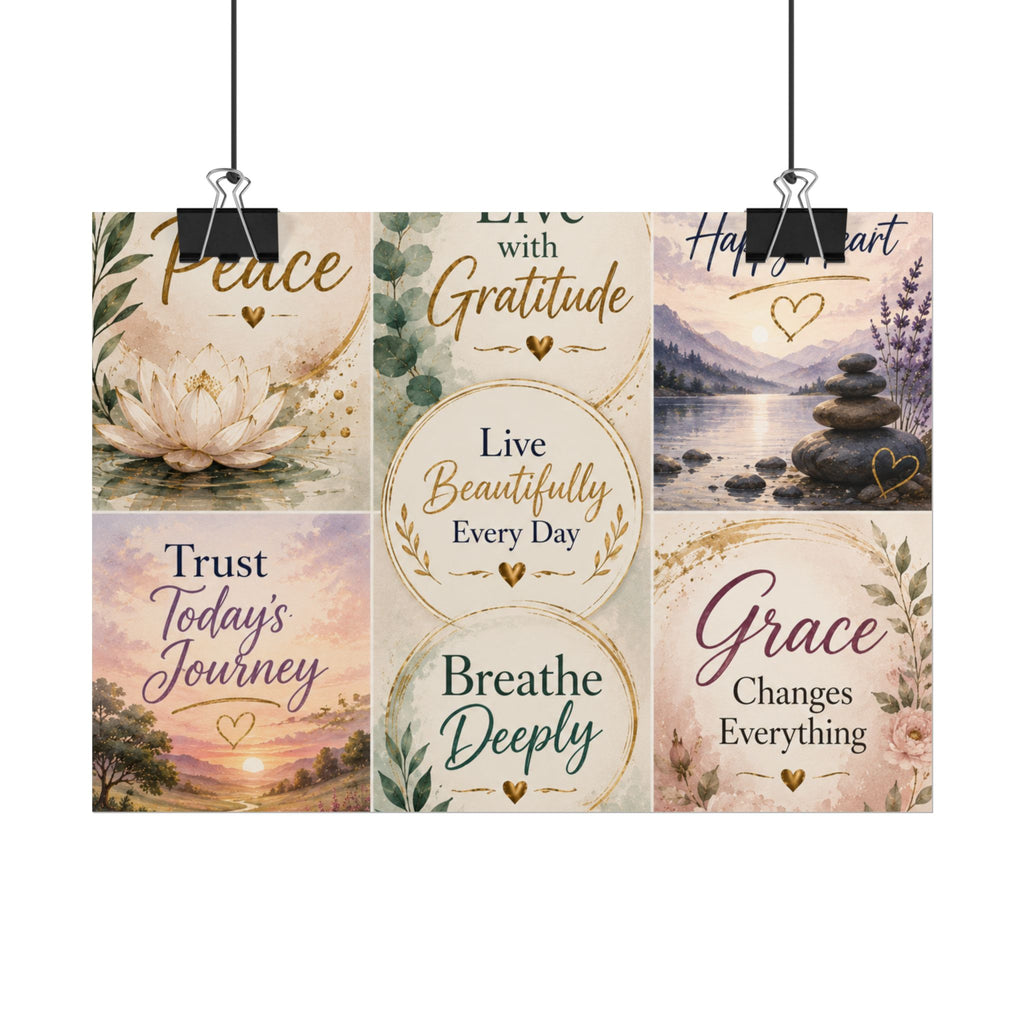 Rolled Poster - Inspirational Wall Art Set: "Choose Peace / Live with Gratitude / Calm Mind, Happy Heart / Trust Today's Journey / [...]
