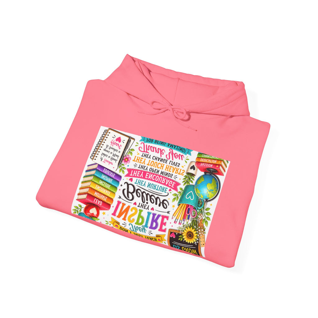 Motivational Book Lover Hoodie — "Be Brave, Be Kind, Be You" Colorful Inspirational Design