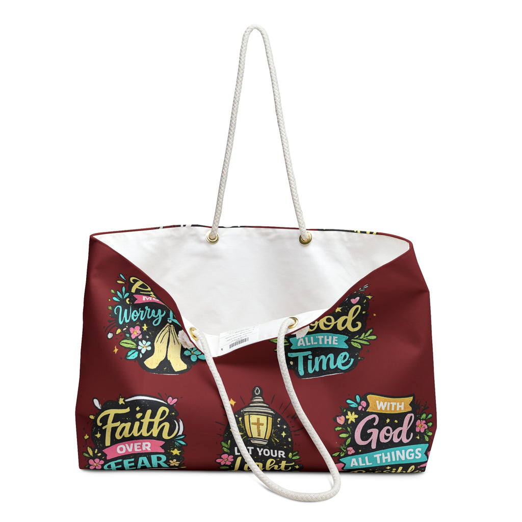 Christian Weekender Bag — "God is Good All the Time" Inspirational Travel Tote