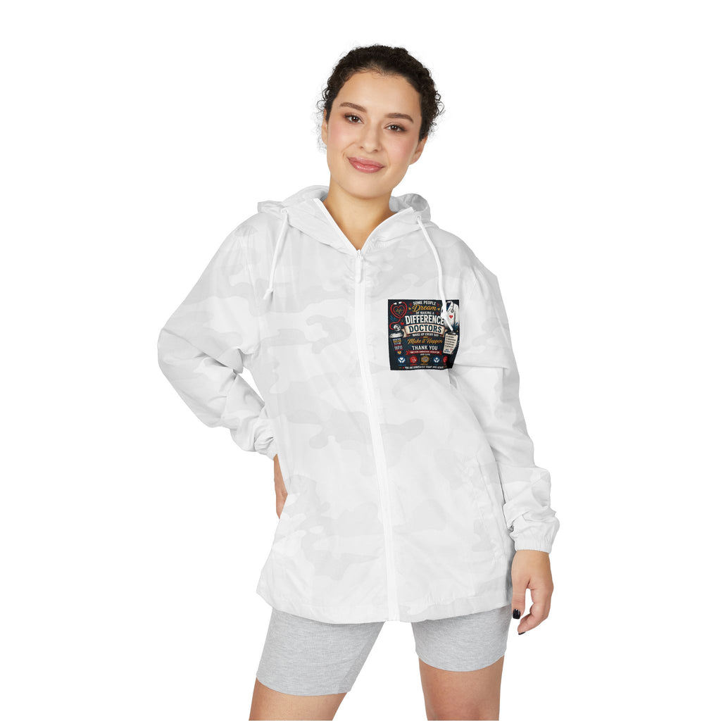 'For Doctors' Windbreaker Jacket — Lightweight Full‑Zip Scuba Hood