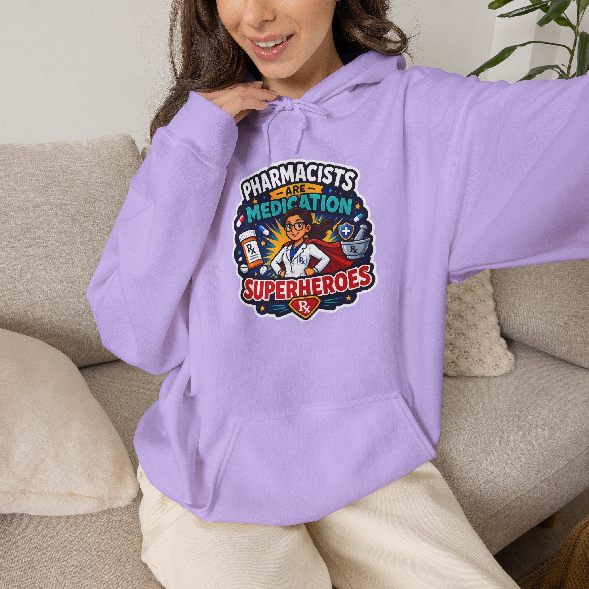 Pharmacists Are Superheroes Hoodie — "Pharmacists Medication Superheroes" Graphic Hooded Sweatshirt