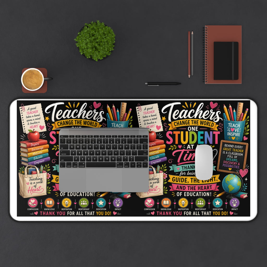 Teacher Appreciation Desk Mat — Colorful Chalkboard Thank You Design