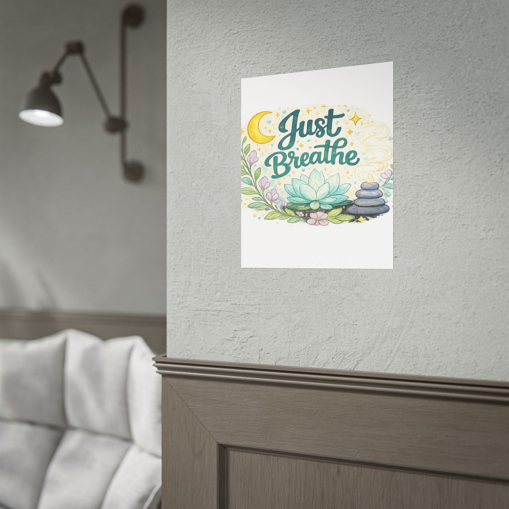 Just Breathe Poster — Calming Yoga & Meditation Wall Art
